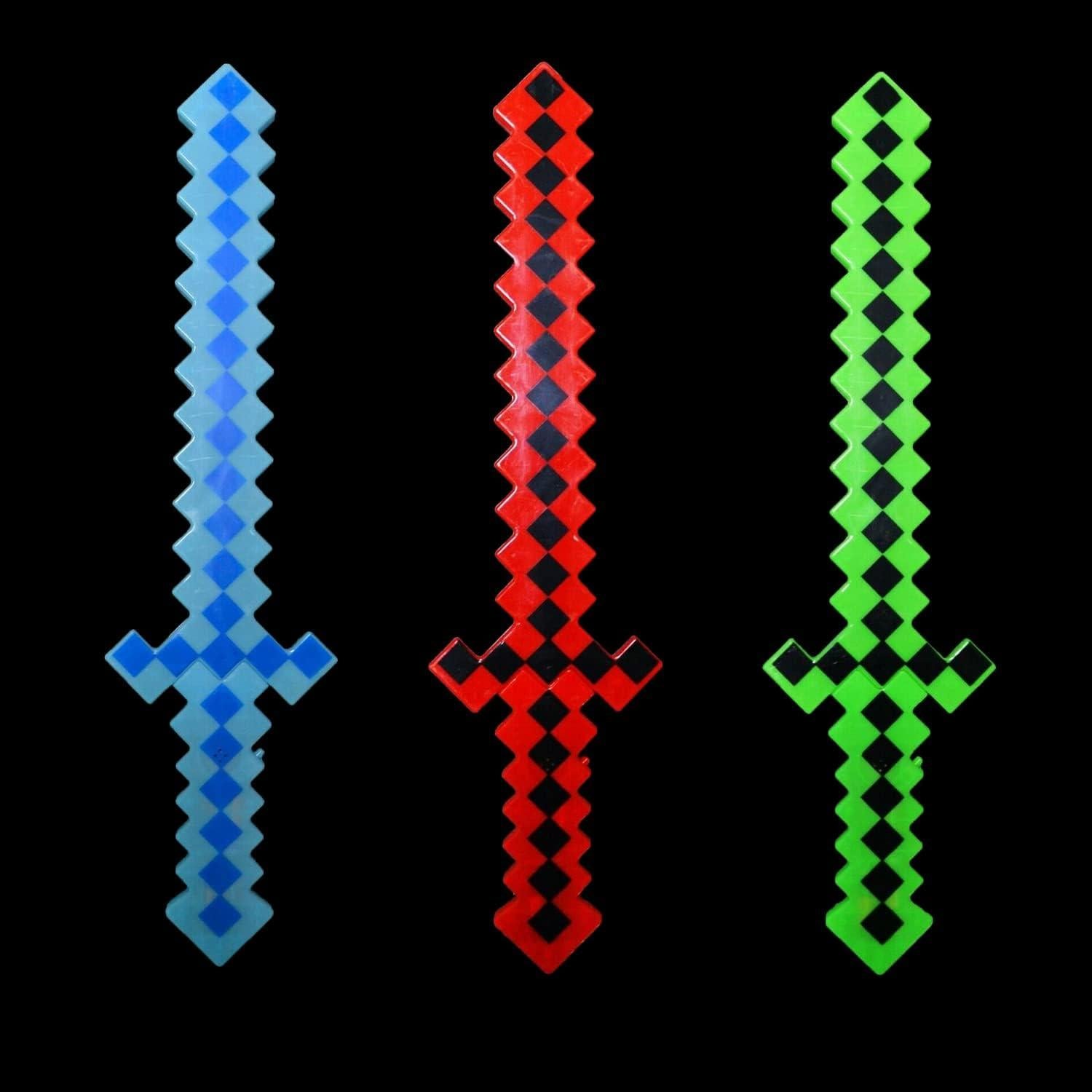 Espada de Juguete Pixel LED con Sonido - Set de 3 Accesorios
