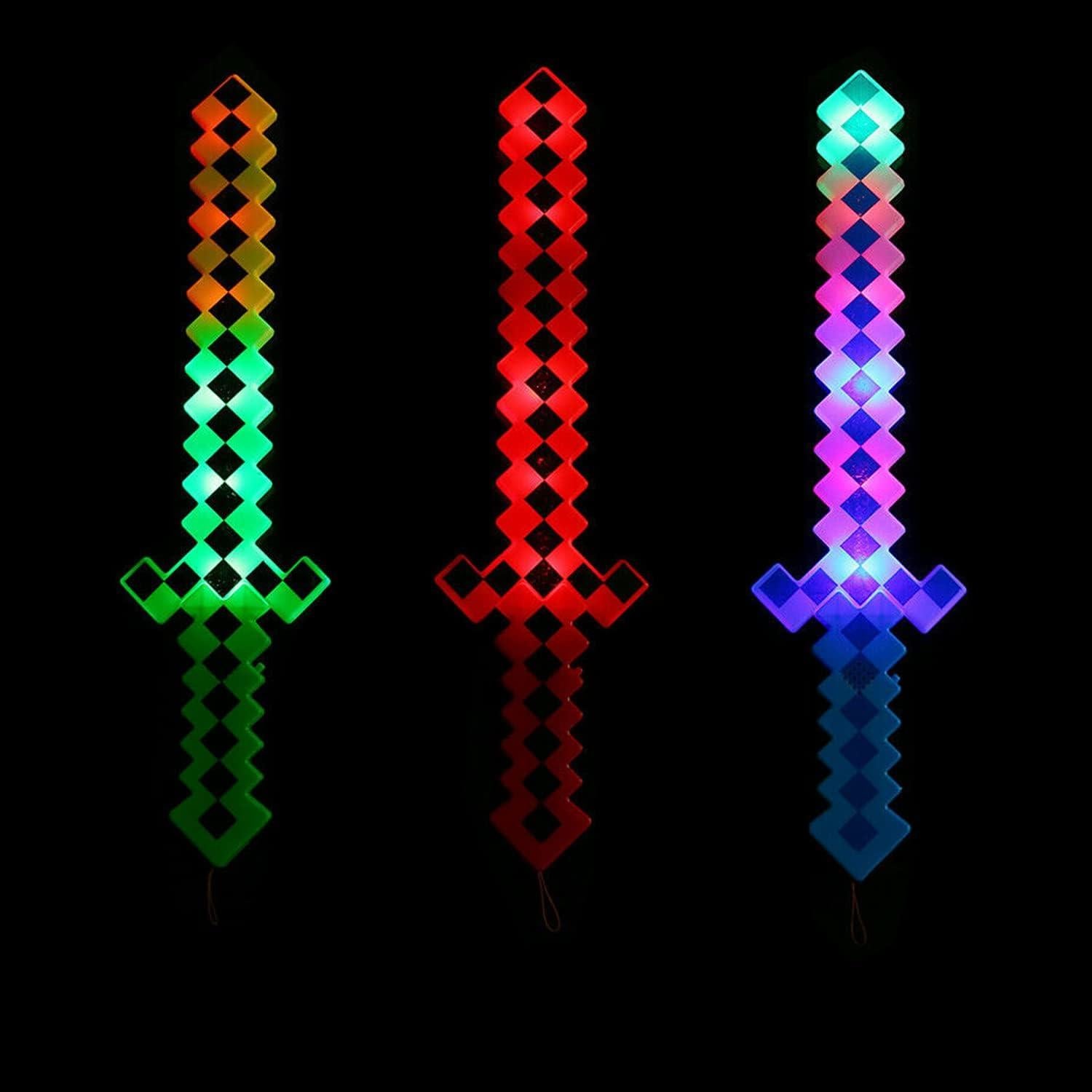 Espada de Juguete Pixel LED con Sonido - Set de 3 Accesorios