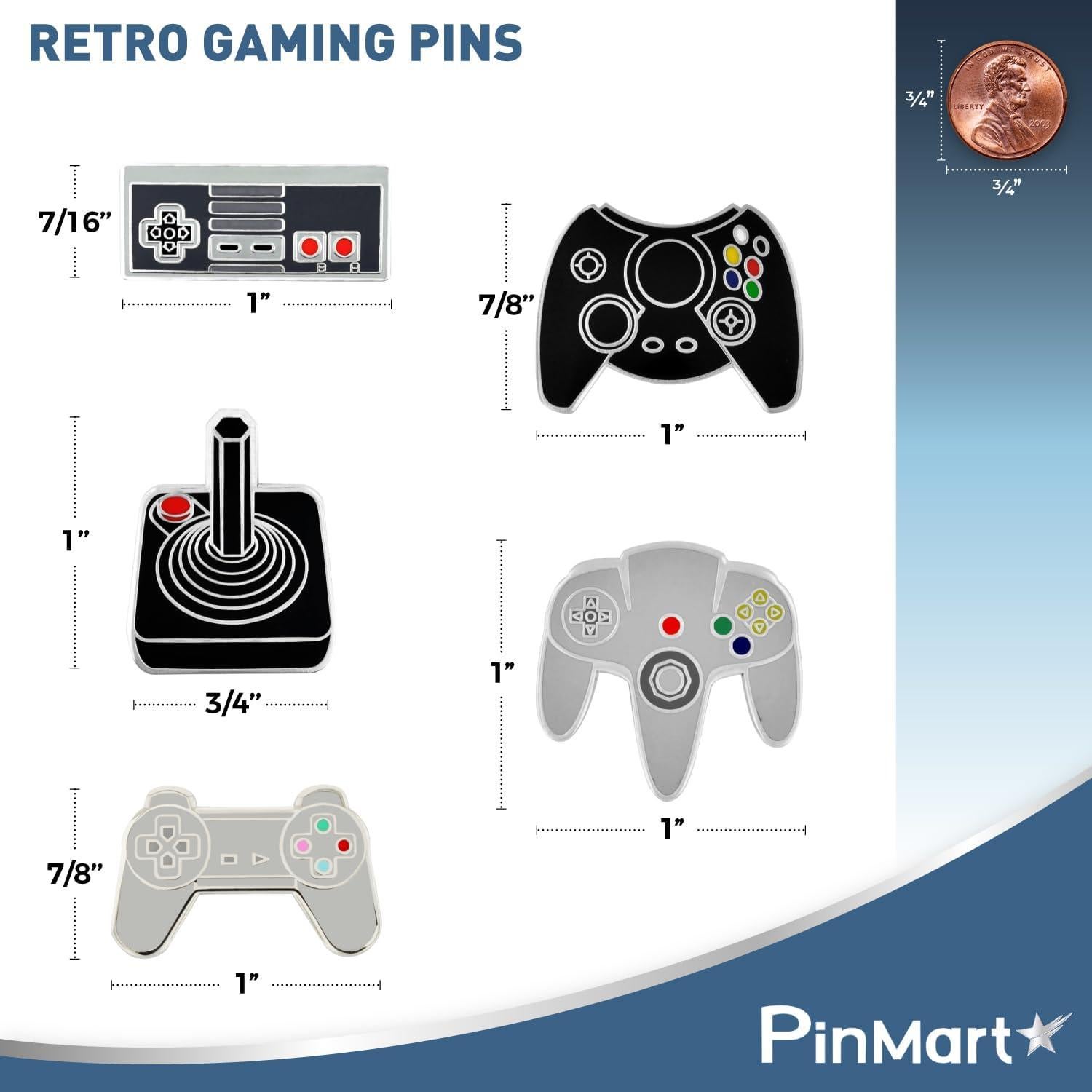 Conjunto de 5 Pines de Esmalte Retro PinMart - Juegos