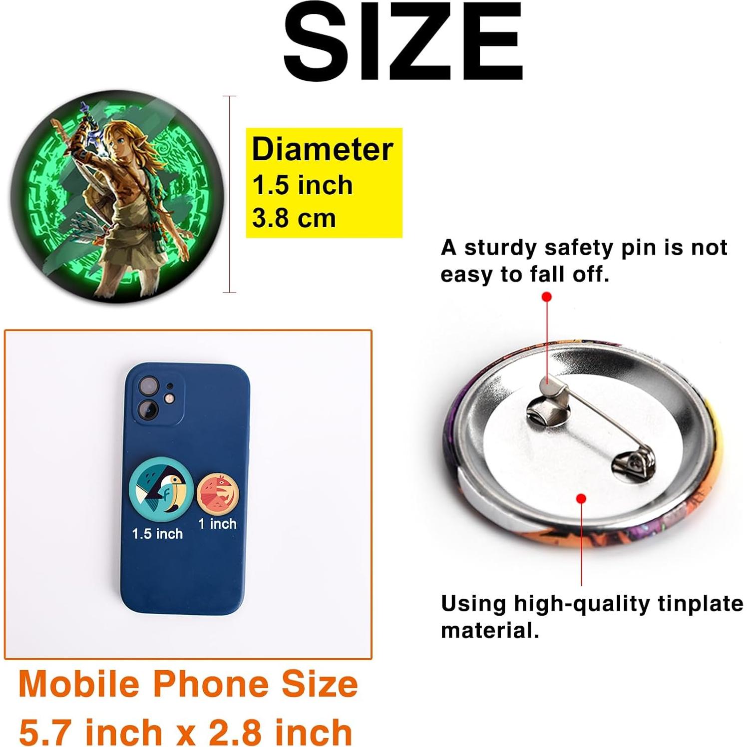 Pines de Botón Pounchi 18 Pcs 3.81 cm Decoración Videojuegos