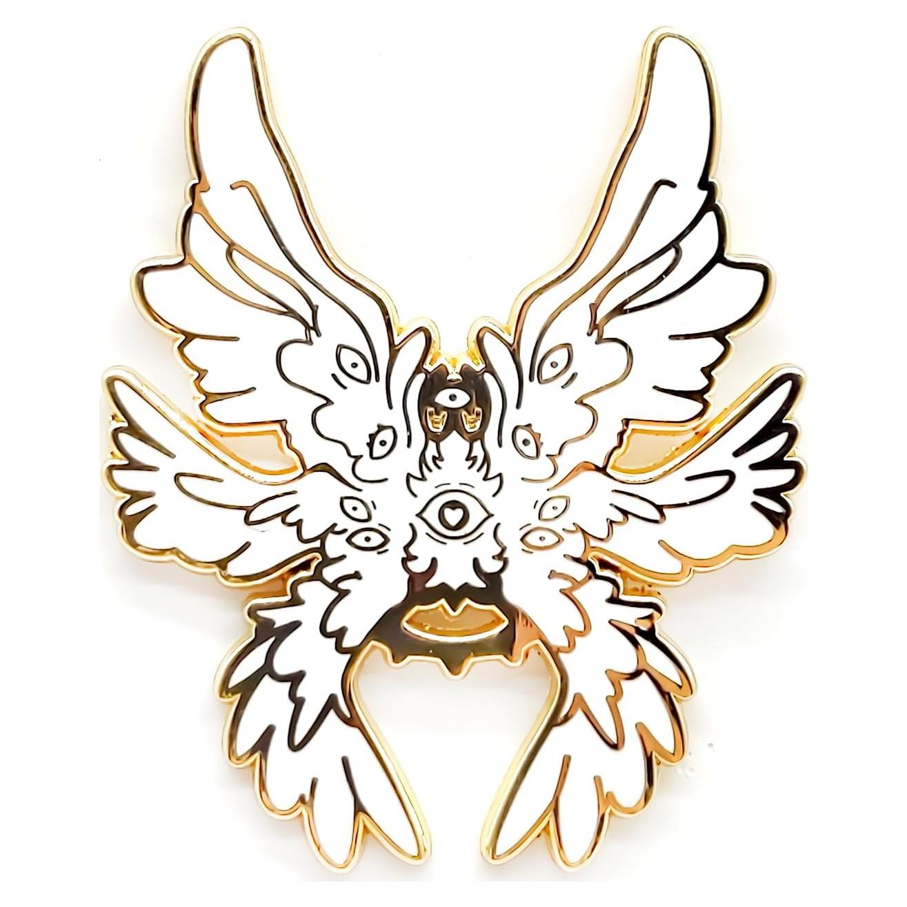Pin de Insignia de Esmalte Ángel de Seis Alas - 4 cm - SKYFENGCN