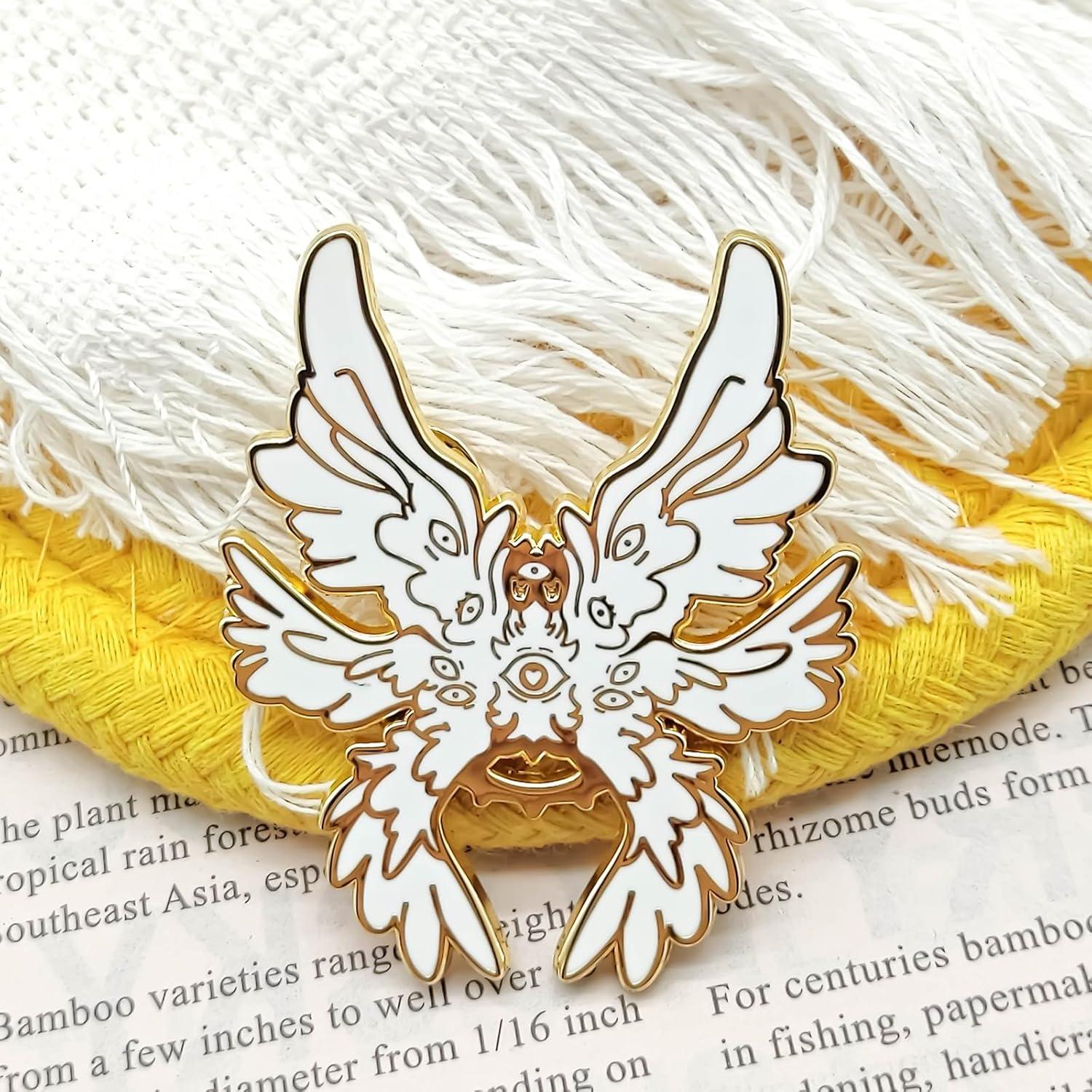 Pin de Insignia de Esmalte Ángel de Seis Alas - 4 cm - SKYFENGCN