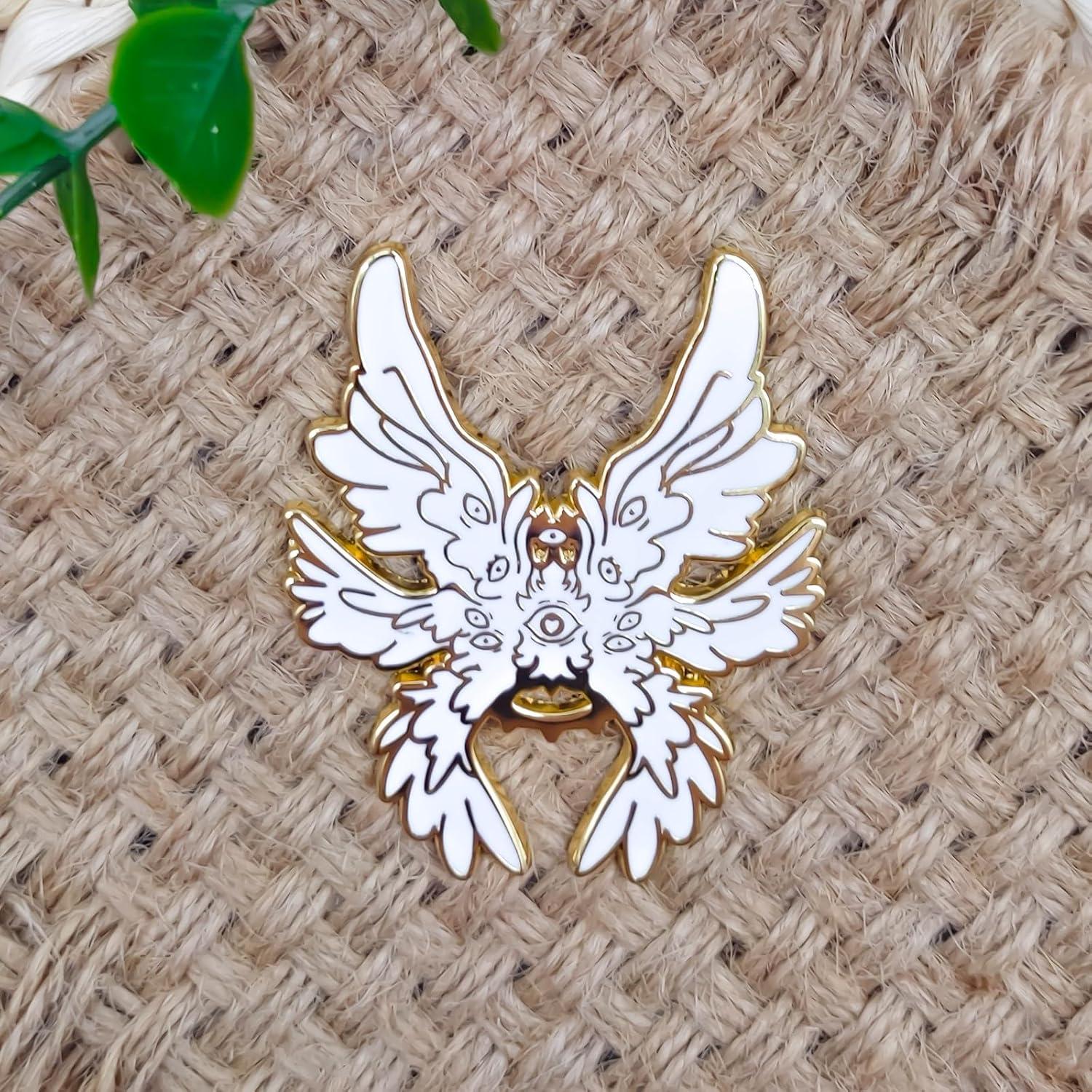 Pin de Insignia de Esmalte Ángel de Seis Alas - 4 cm - SKYFENGCN