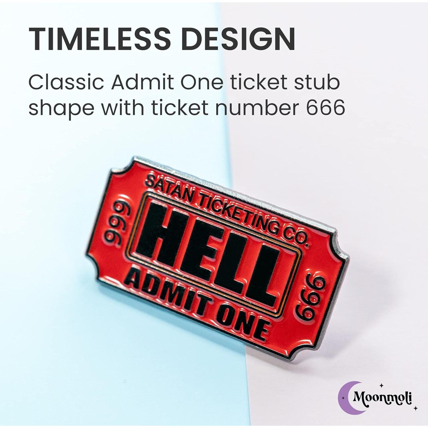 Pin de esmalte Ticket to Hell Moonmoli - 3.18 cm - Vintage