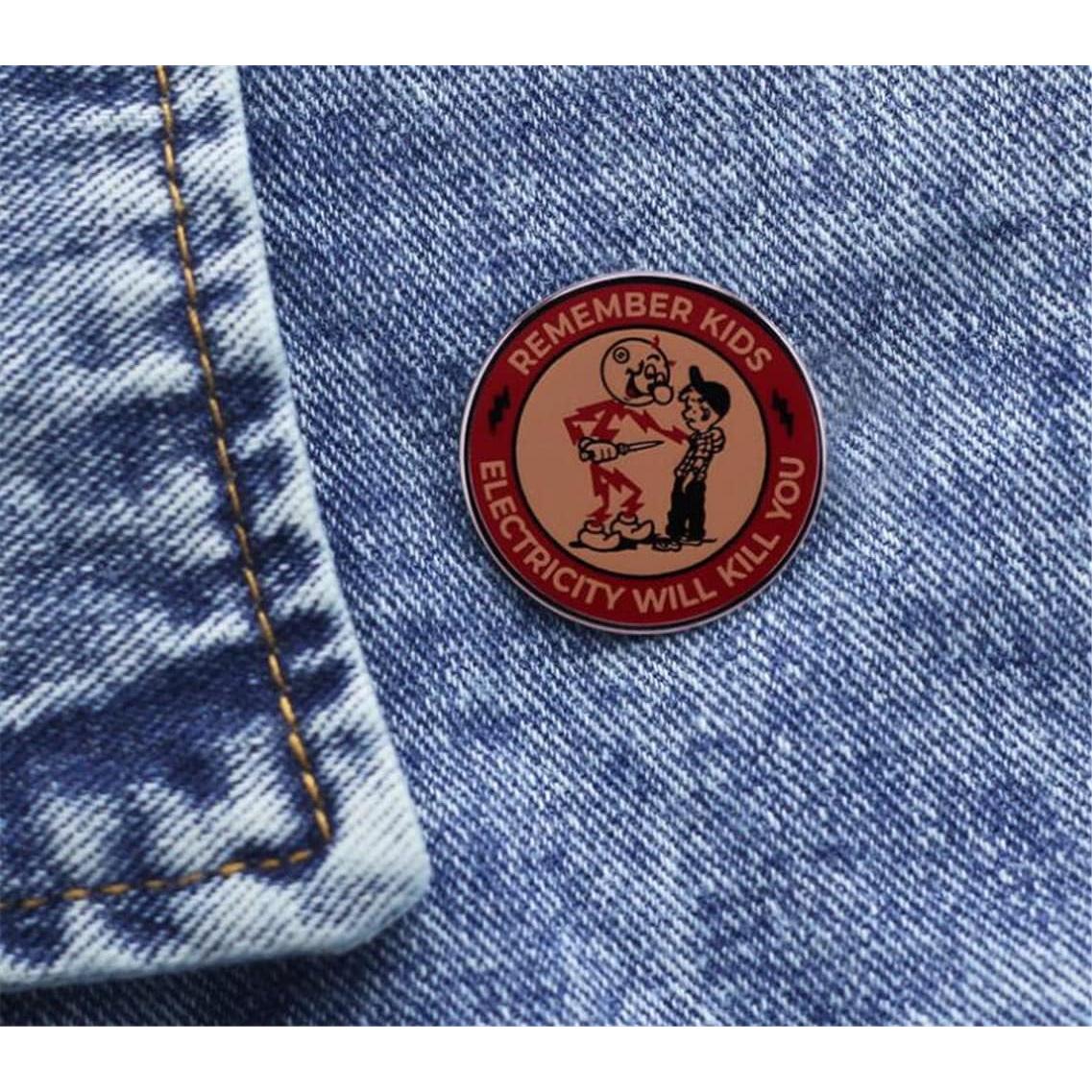 Pin Metálico Advertencia 'La Electricidad Te Matará' Kaiyatxly