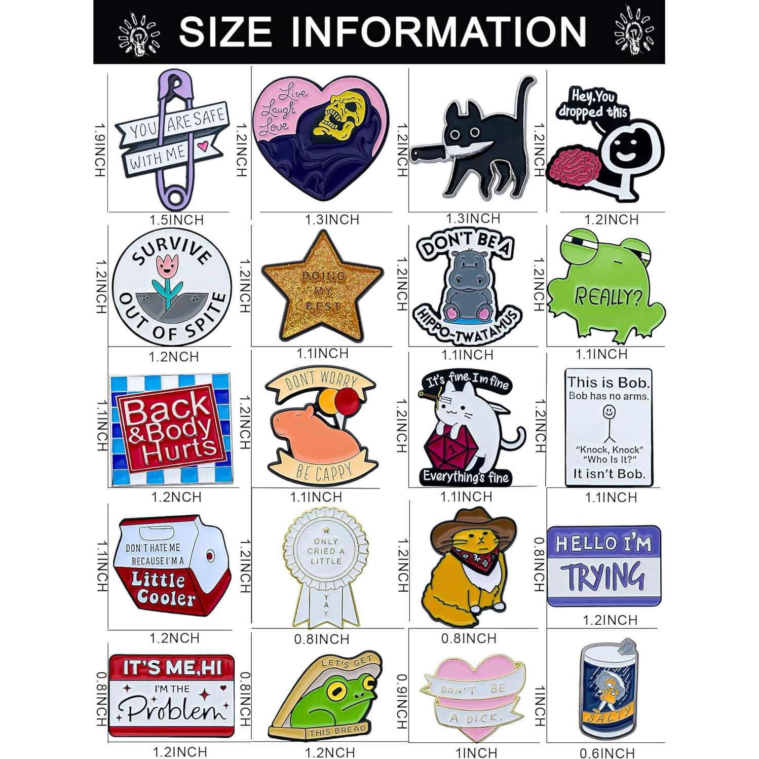 Conjunto de 20 Pines de Esmalte Divertidos - Regalo Creativo