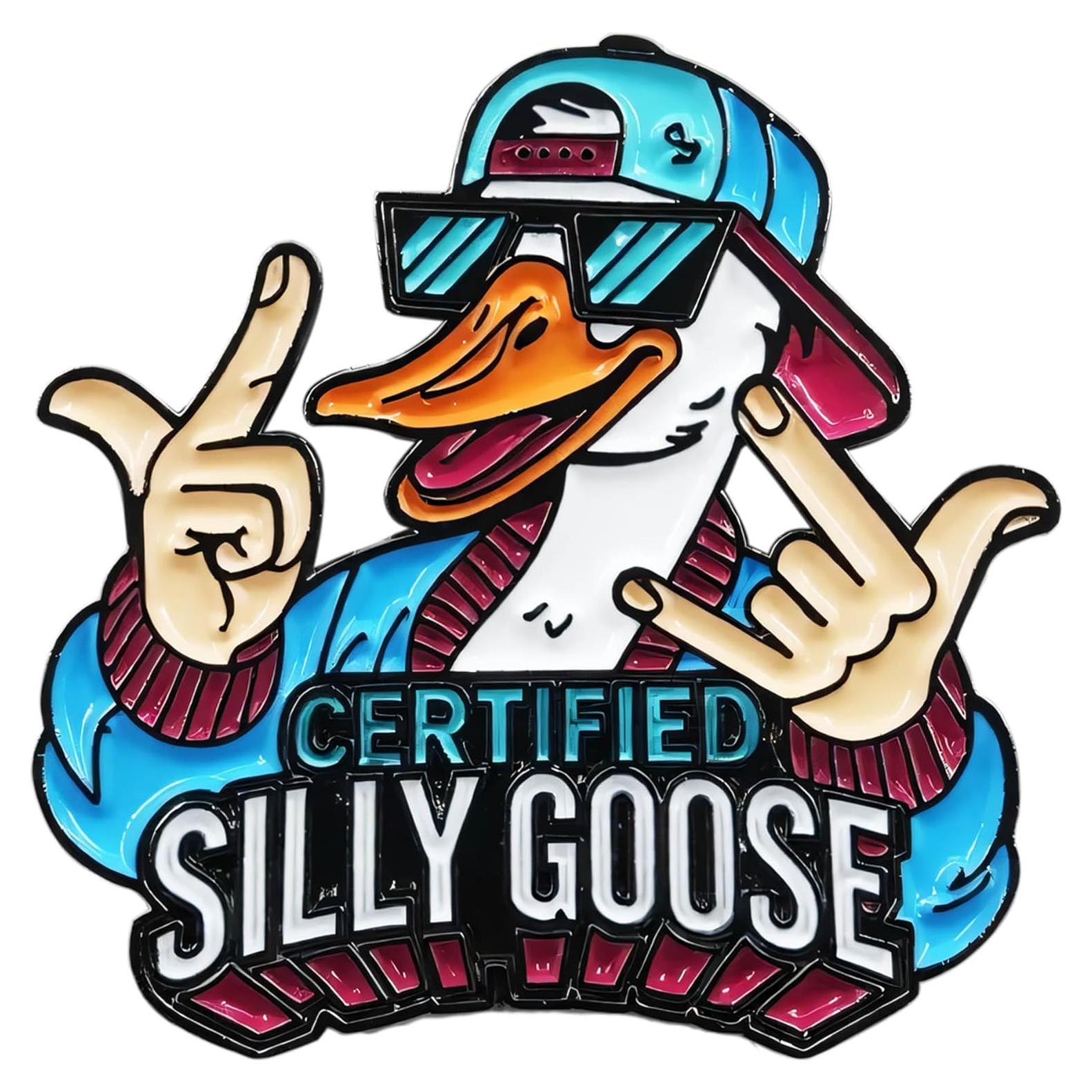 Pin de esmalte ganso tonto certificado SQEYYGI 3x3cm