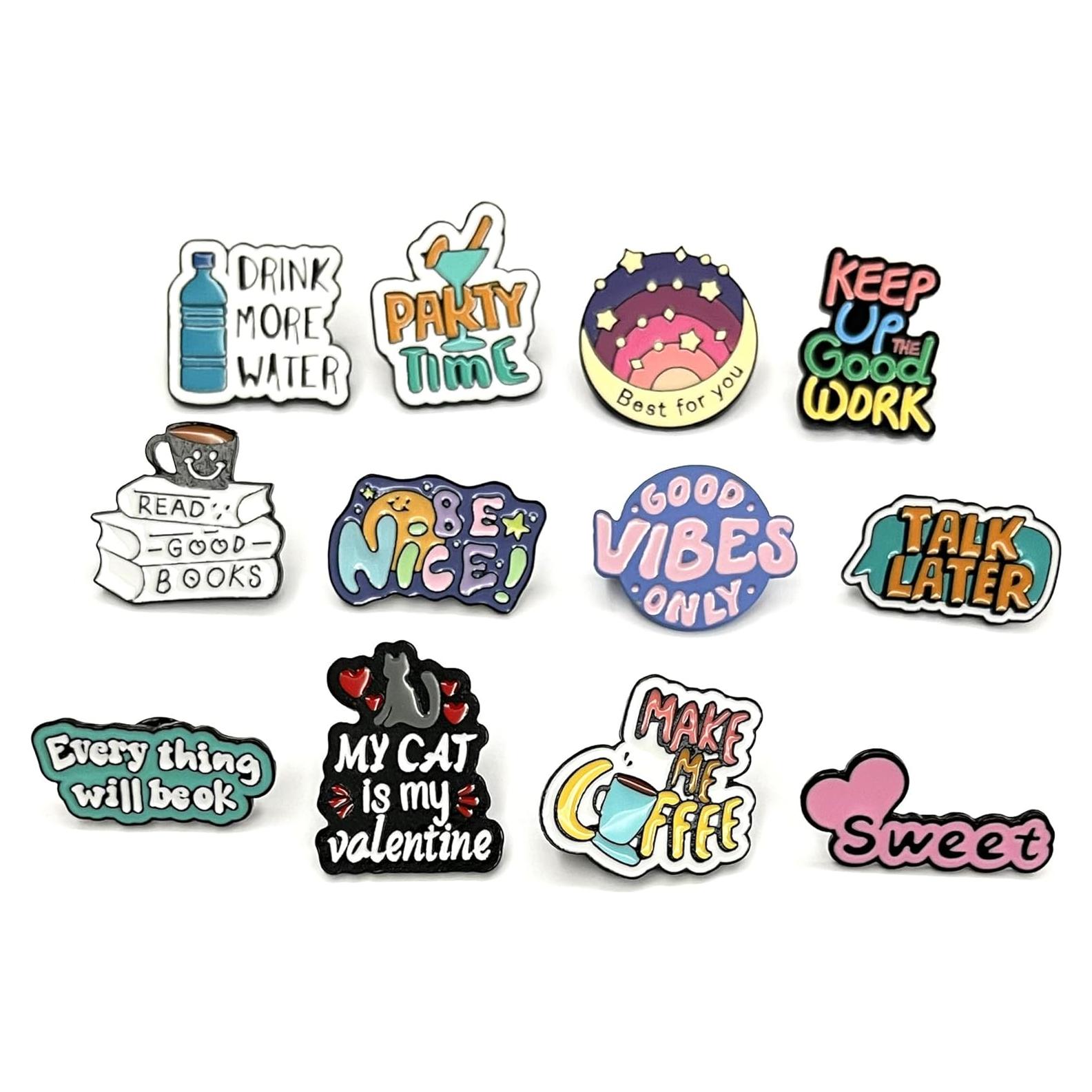 Conjunto de 12 Pines de Esmalte NingLang para Ropa y Mochilas