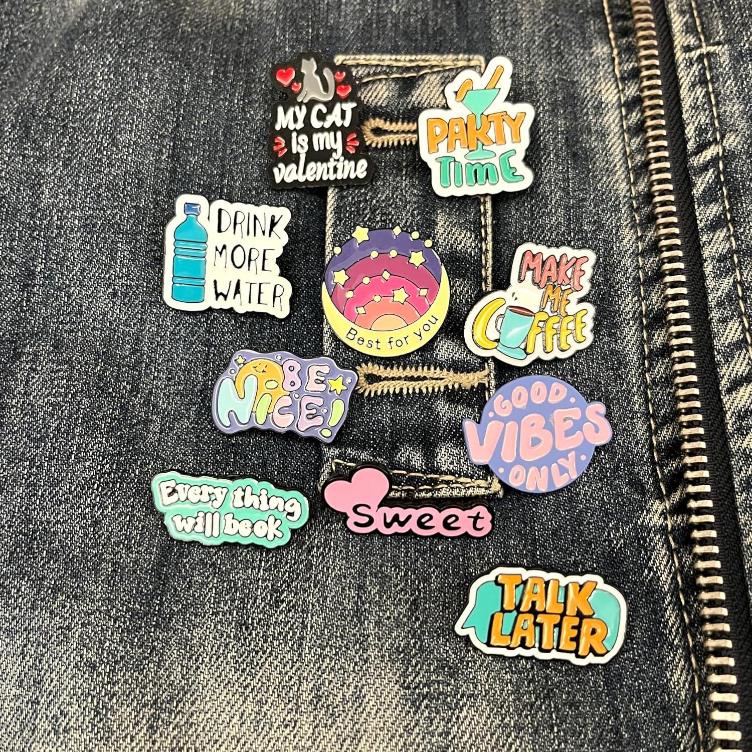 Conjunto de 12 Pines de Esmalte NingLang para Ropa y Mochilas