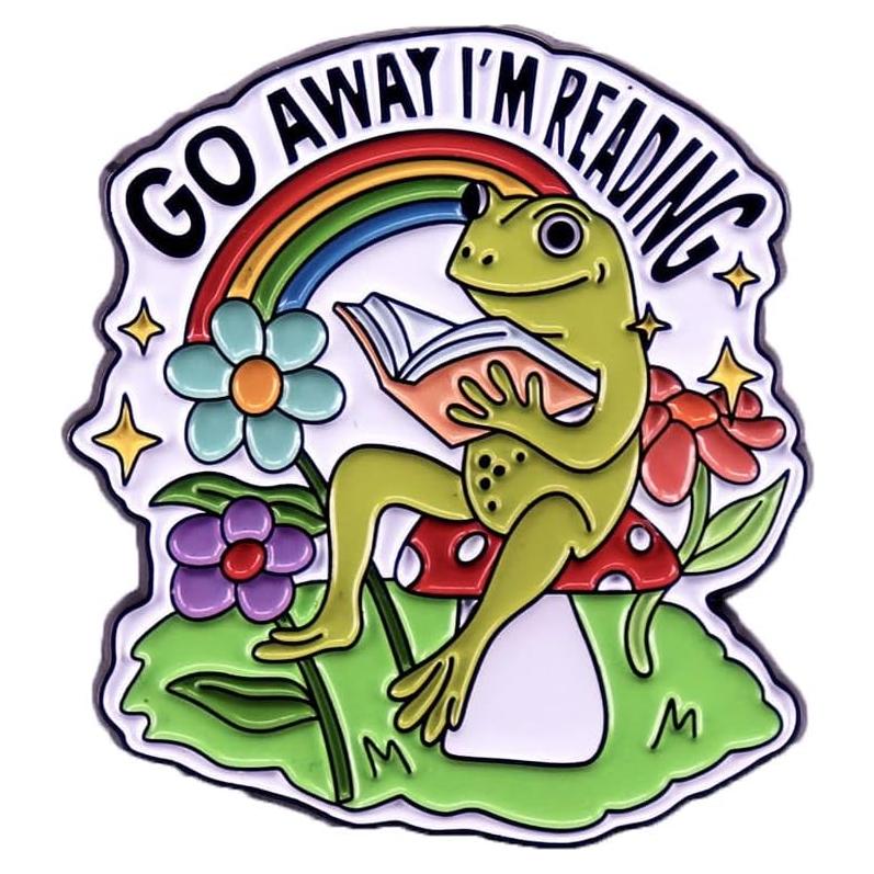 Pin de Esmalte Rana Lectora Yangjinyu - Broche Animal Verde