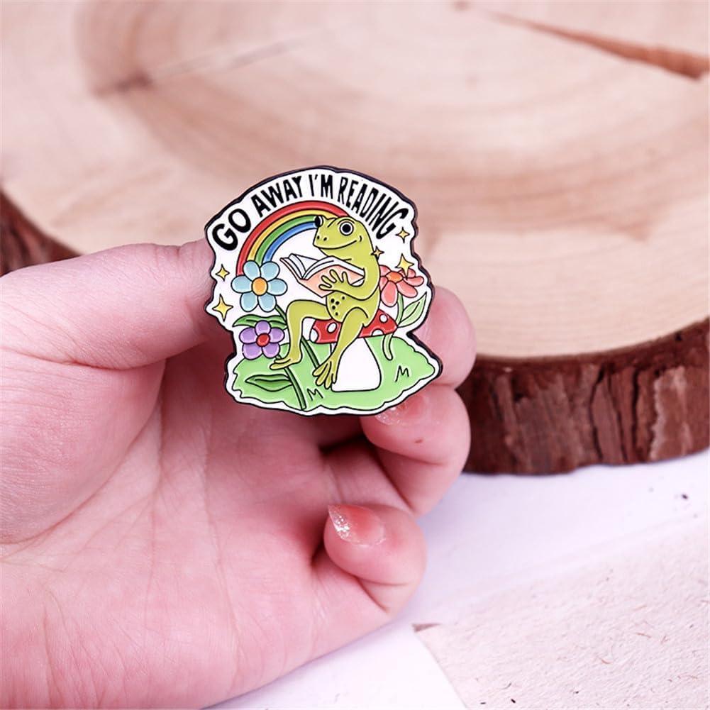 Pin de Esmalte Rana Lectora Yangjinyu - Broche Animal Verde