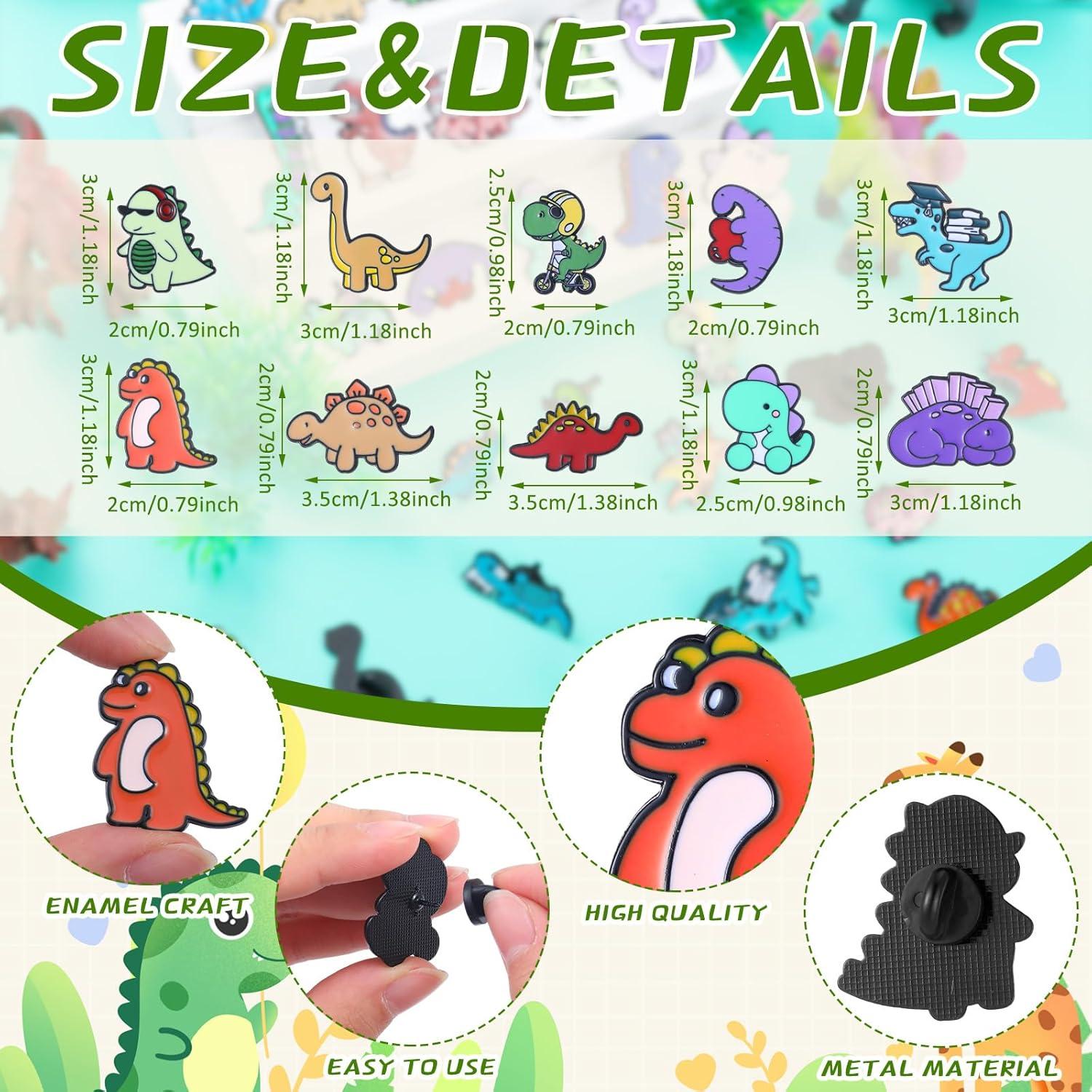 100 Pines de Esmalte de Dinosaurio Ceenna para Mochilas