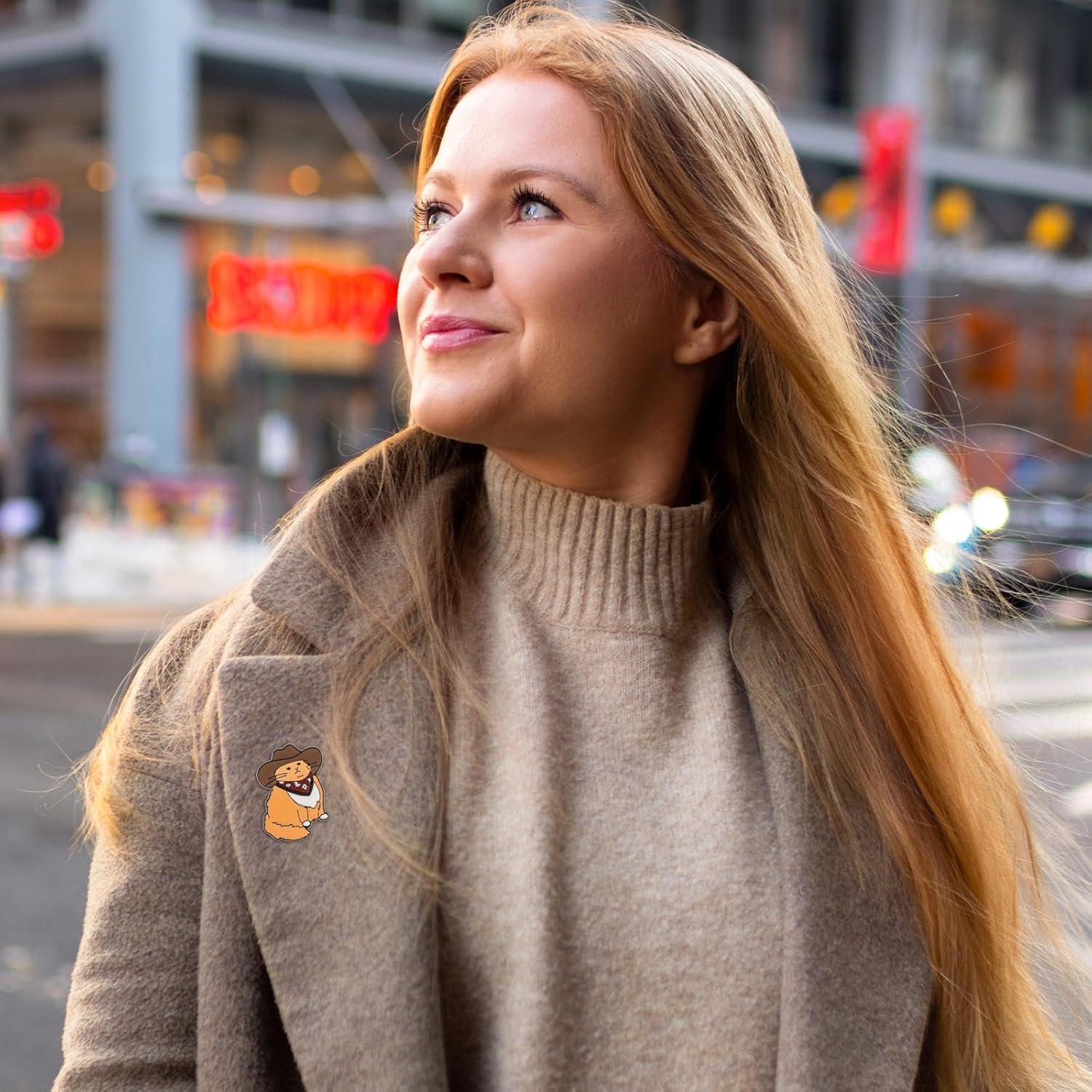 Pin de esmalte Gato Vaquero WLLHYF 3.05x2.29cm 6g