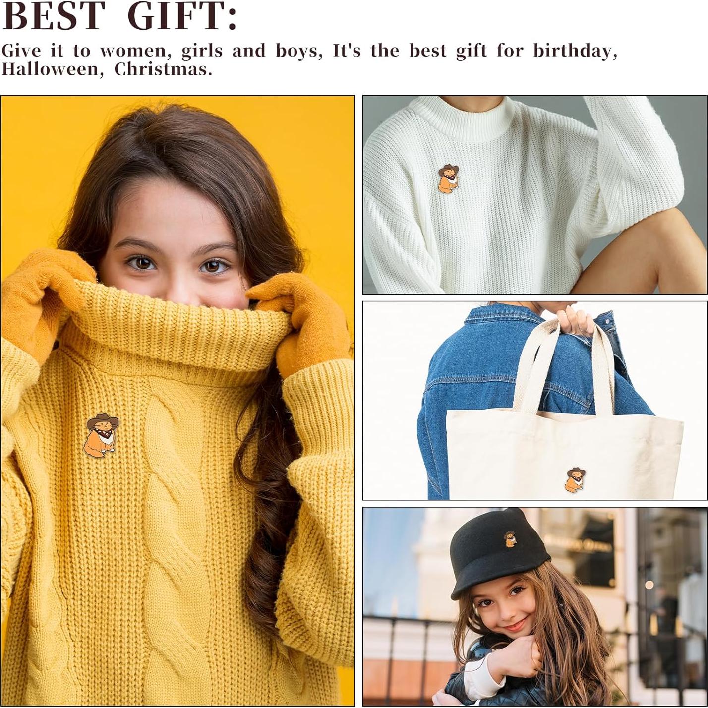 Pin de esmalte Gato Vaquero WLLHYF 3.05x2.29cm 6g