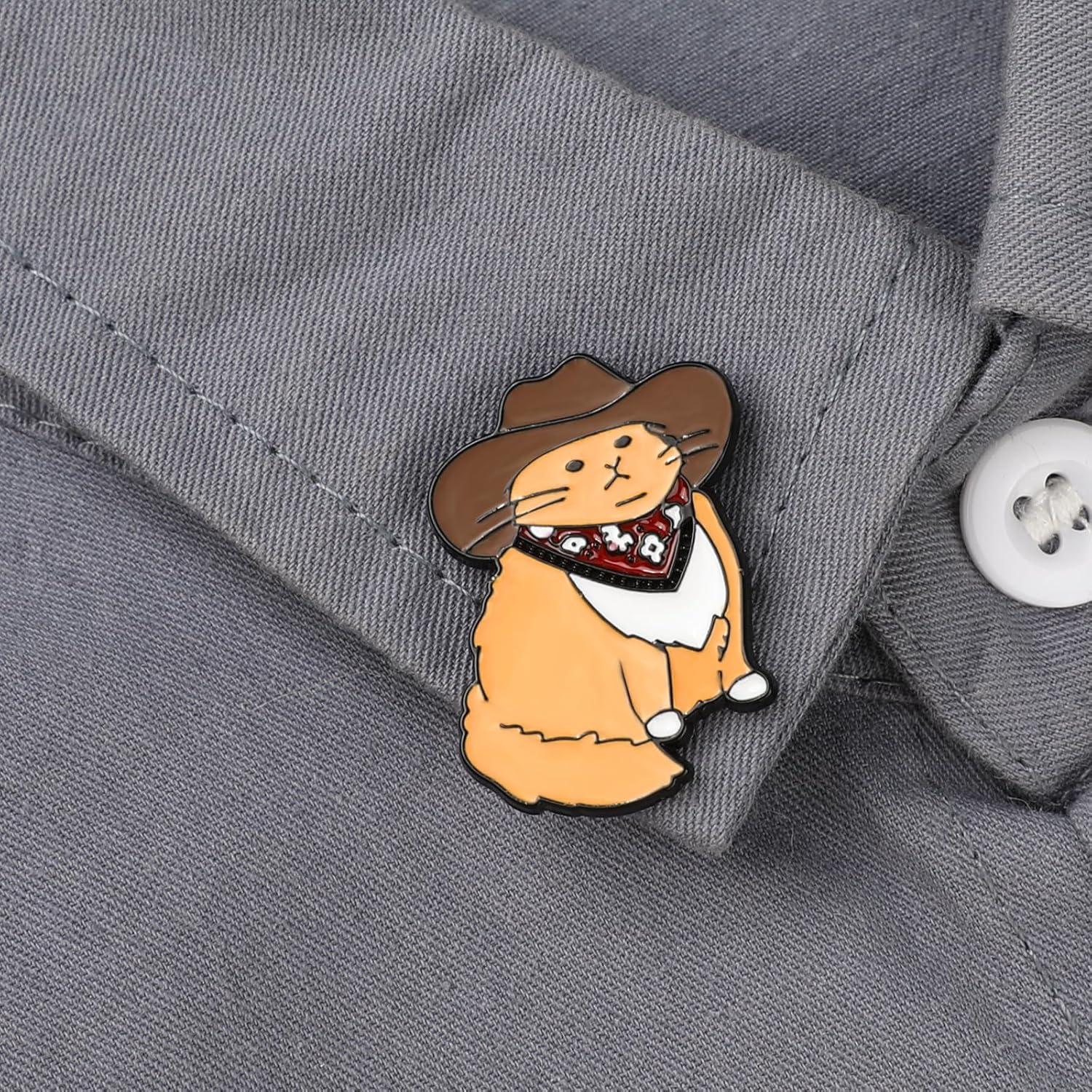 Pin de esmalte Gato Vaquero WLLHYF 3.05x2.29cm 6g