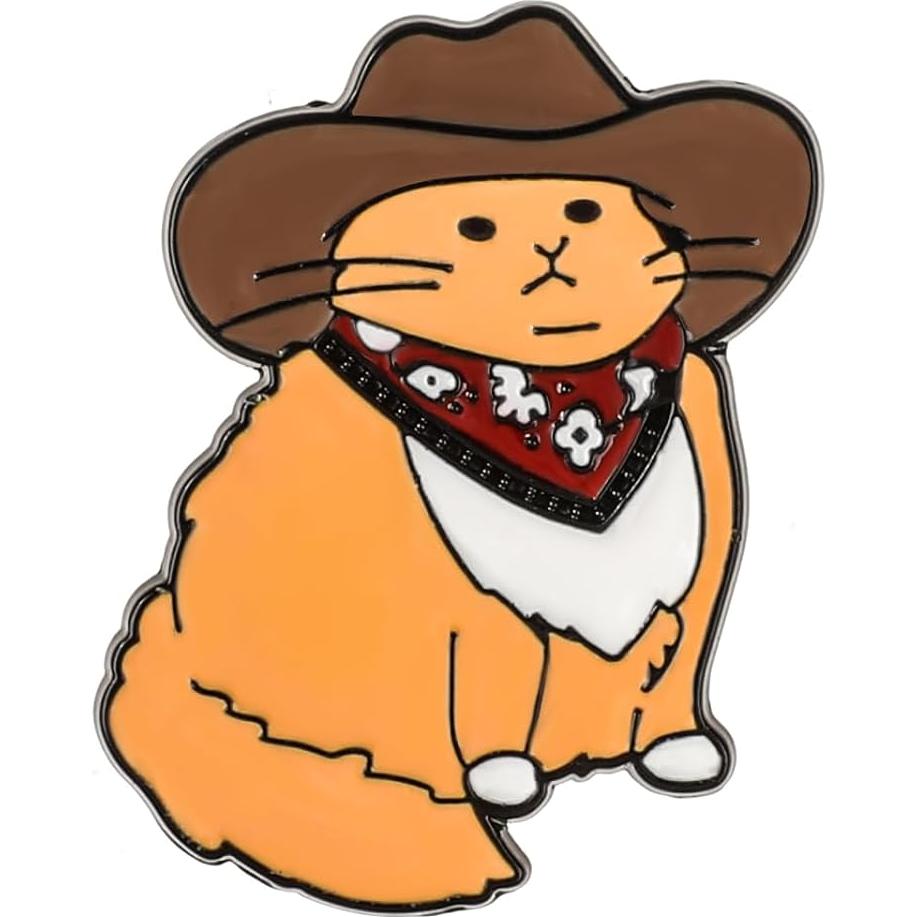 Pin de esmalte Gato Vaquero WLLHYF 3.05x2.29cm 6g