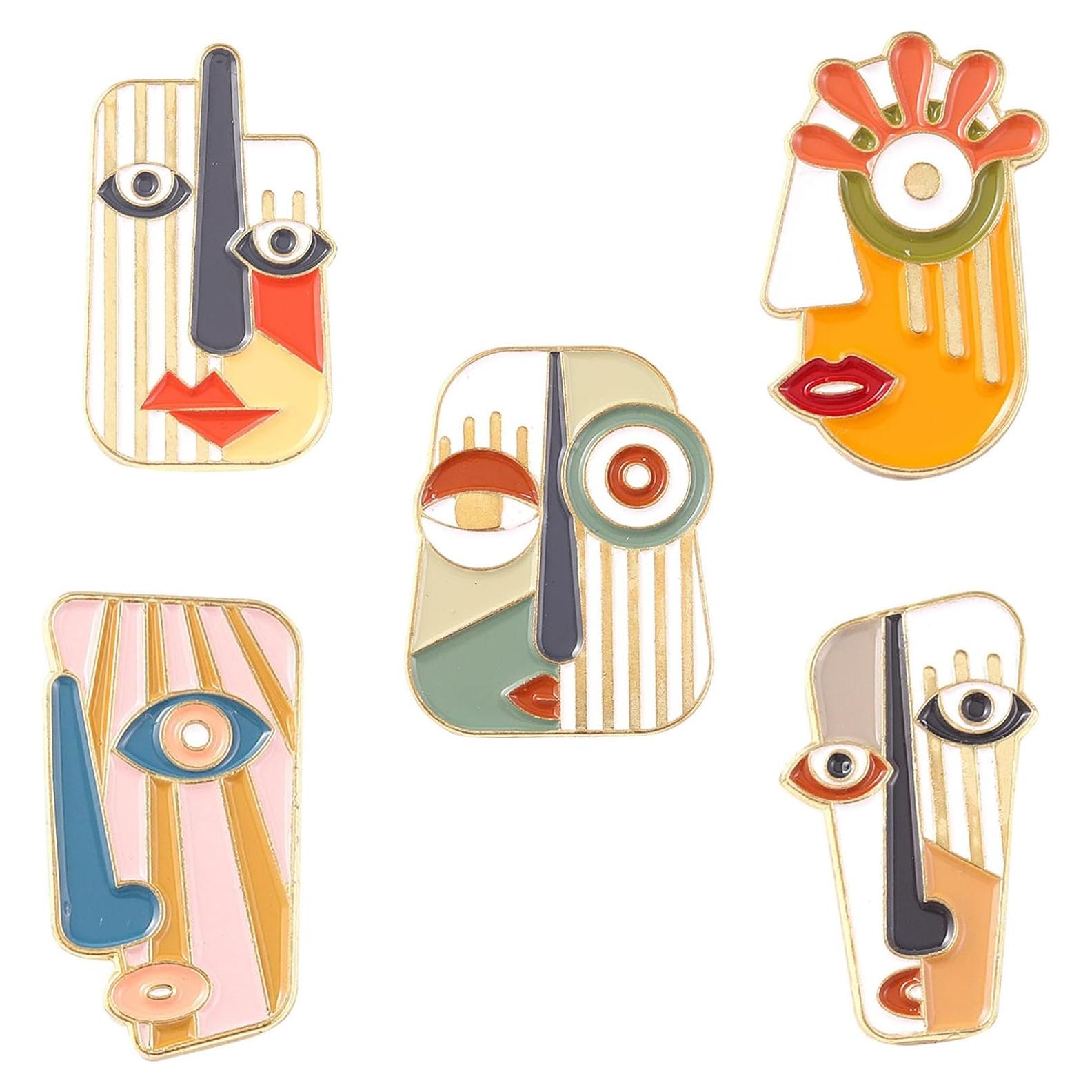 Conjunto de 5 Broches de Esmalte Estilo Picasso - DD-life