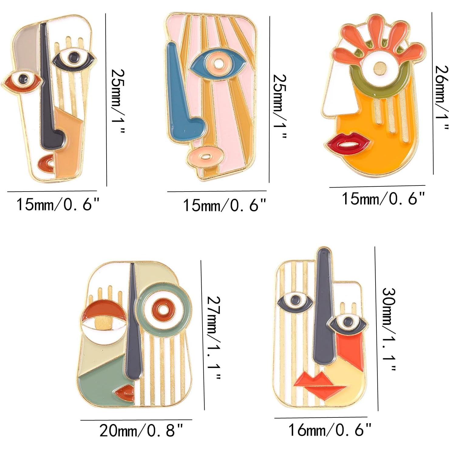 Conjunto de 5 Broches de Esmalte Estilo Picasso - DD-life