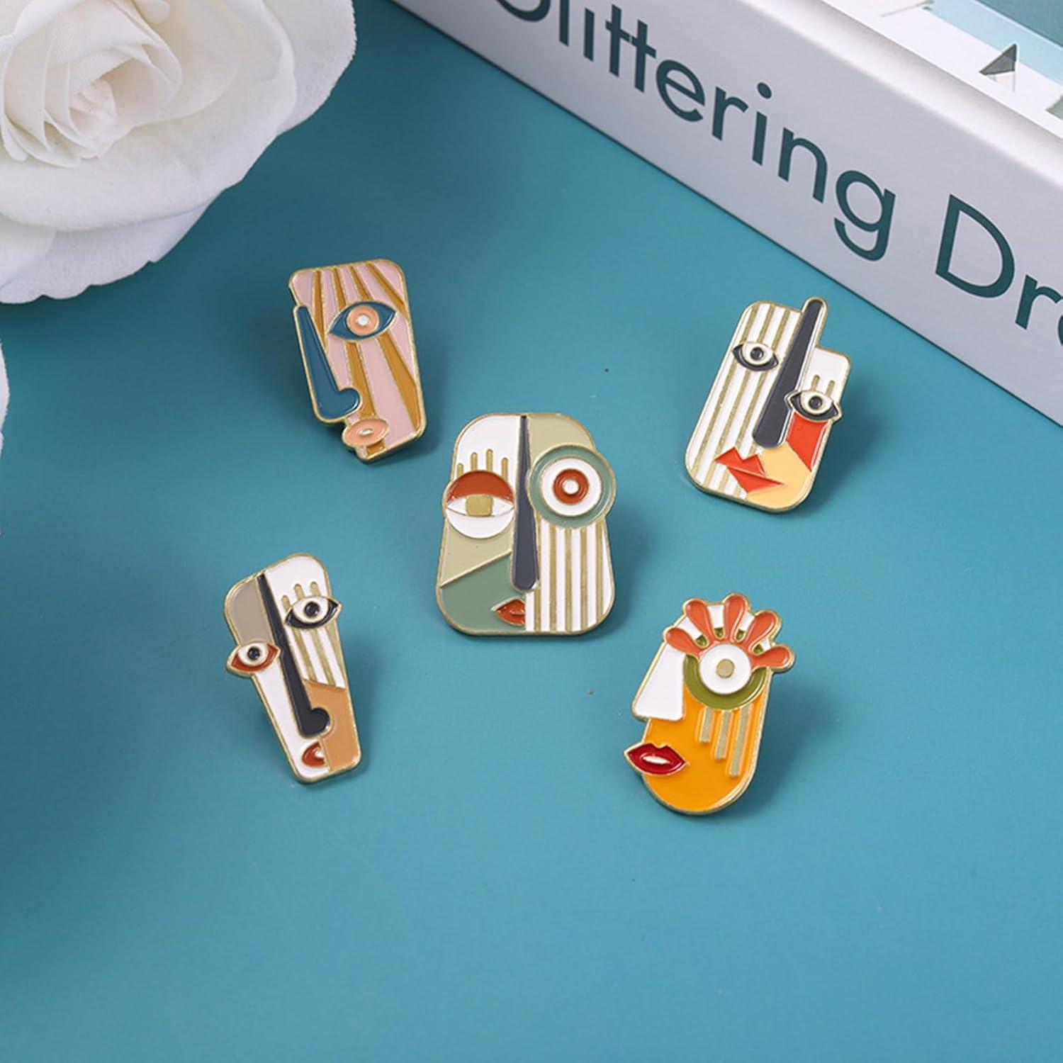 Conjunto de 5 Broches de Esmalte Estilo Picasso - DD-life