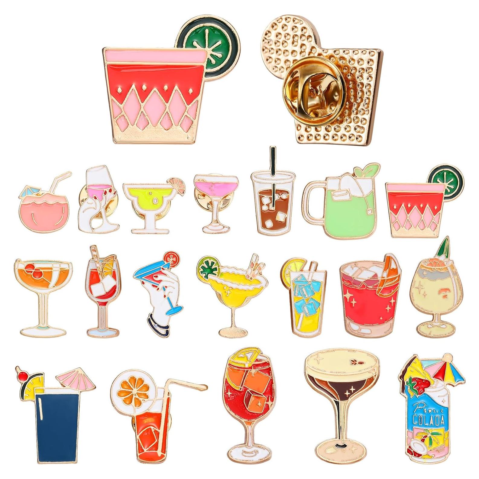 Conjunto de 20 Pines de Esmalte de Cóctel Quelay - Accesorios de Moda