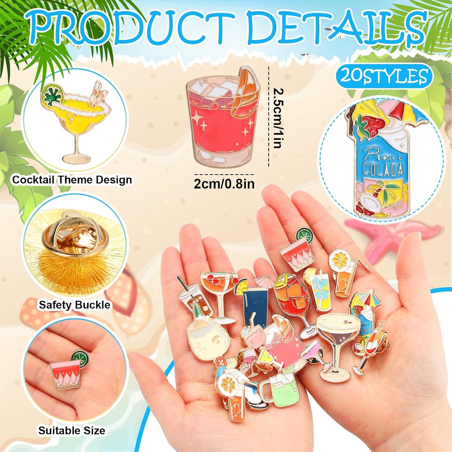 Conjunto de 20 Pines de Esmalte de Cóctel Quelay - Accesorios de Moda