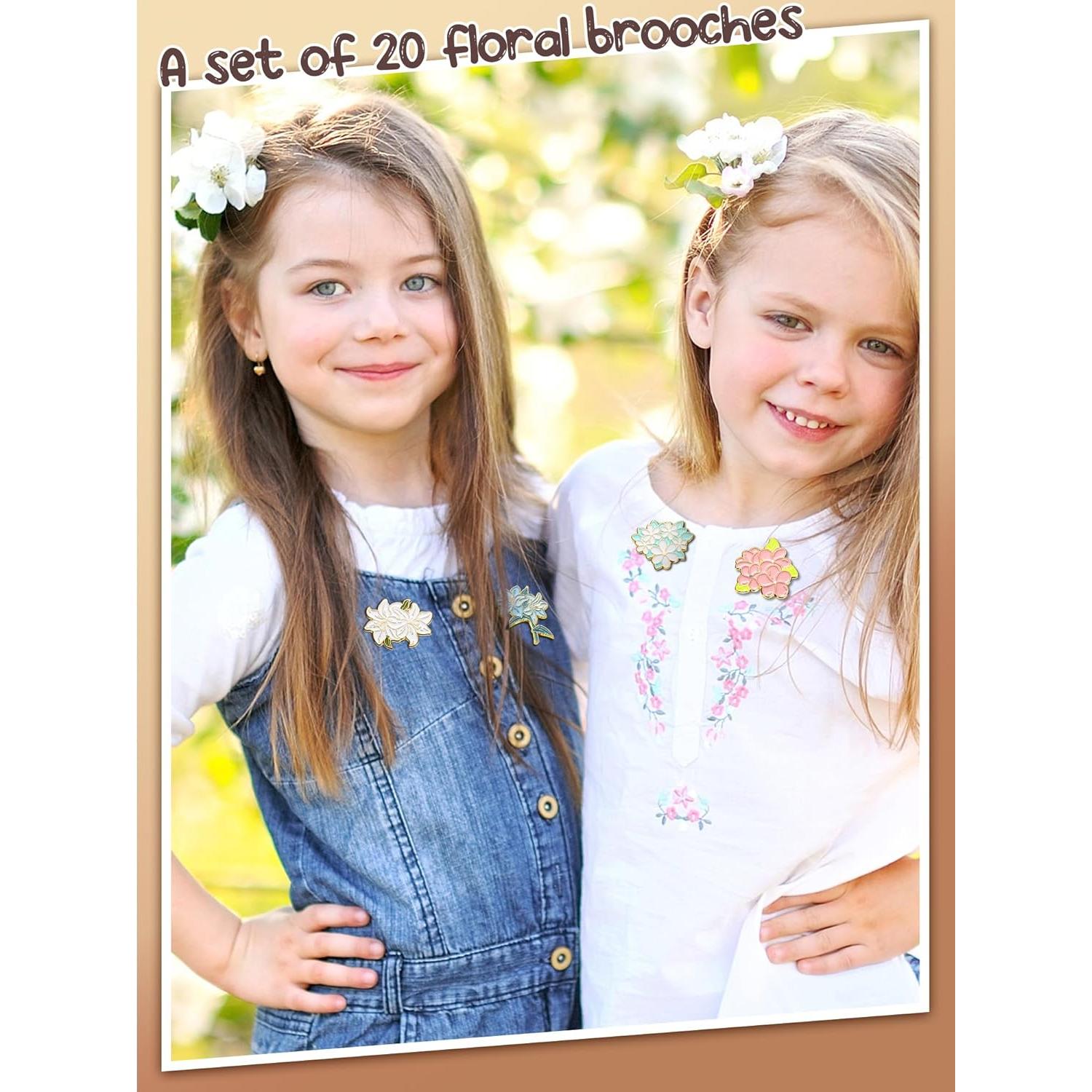 Conjunto de 20 Pines de Esmalte Floral Ferraycle para Mochila