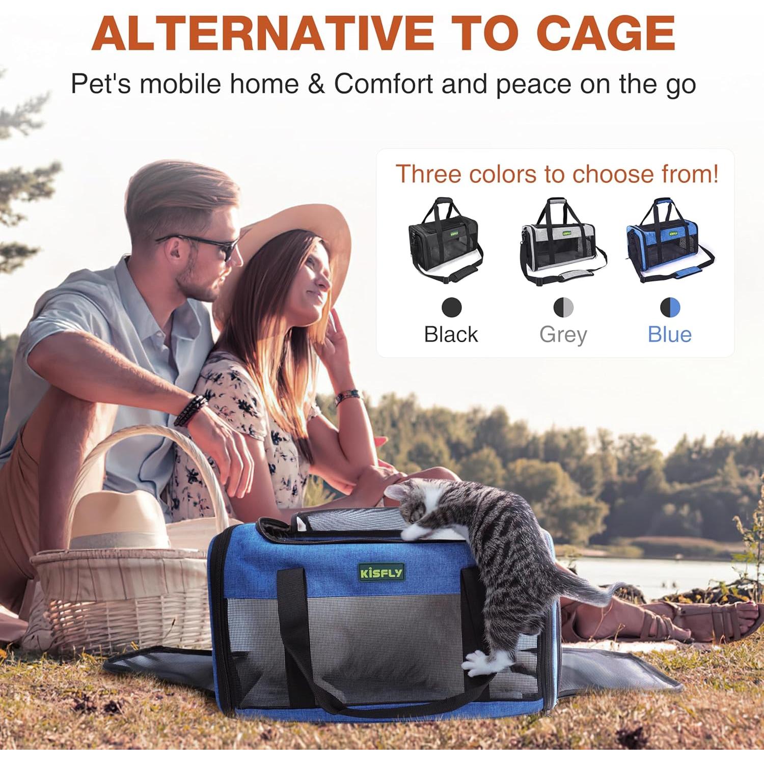 Transportín KISFLY Azul Aprobado Aerolíneas 43x28x25 cm