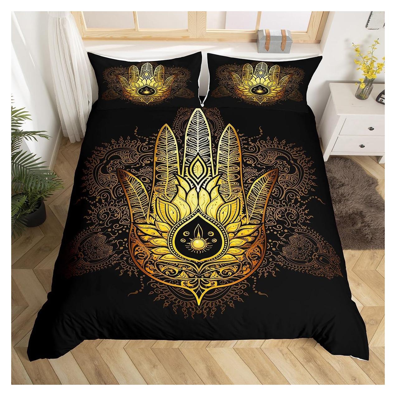 Juego de Ropa de Cama Rey Castle Fairy Mano Dorada 3 Piezas