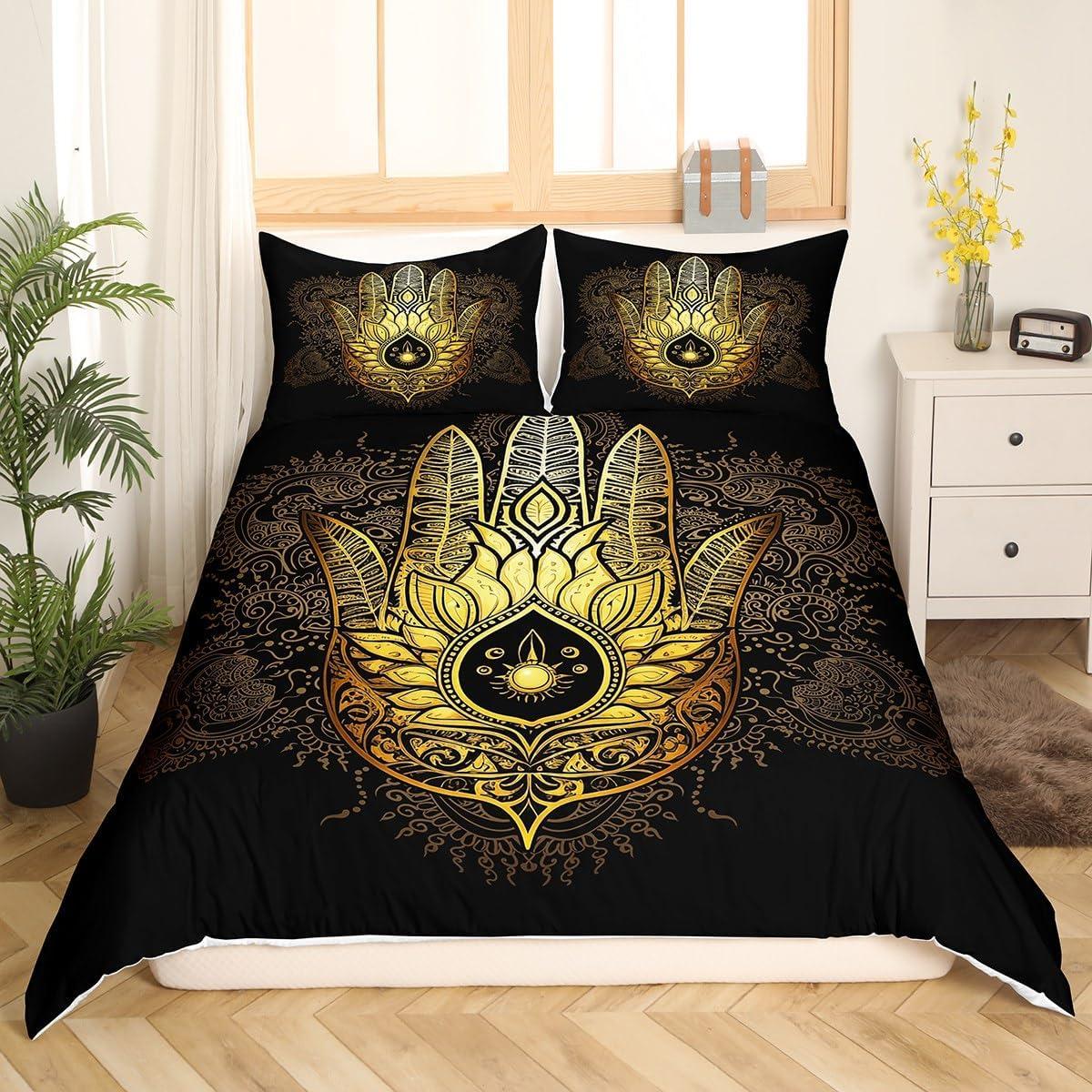 Juego de Ropa de Cama Rey Castle Fairy Mano Dorada 3 Piezas