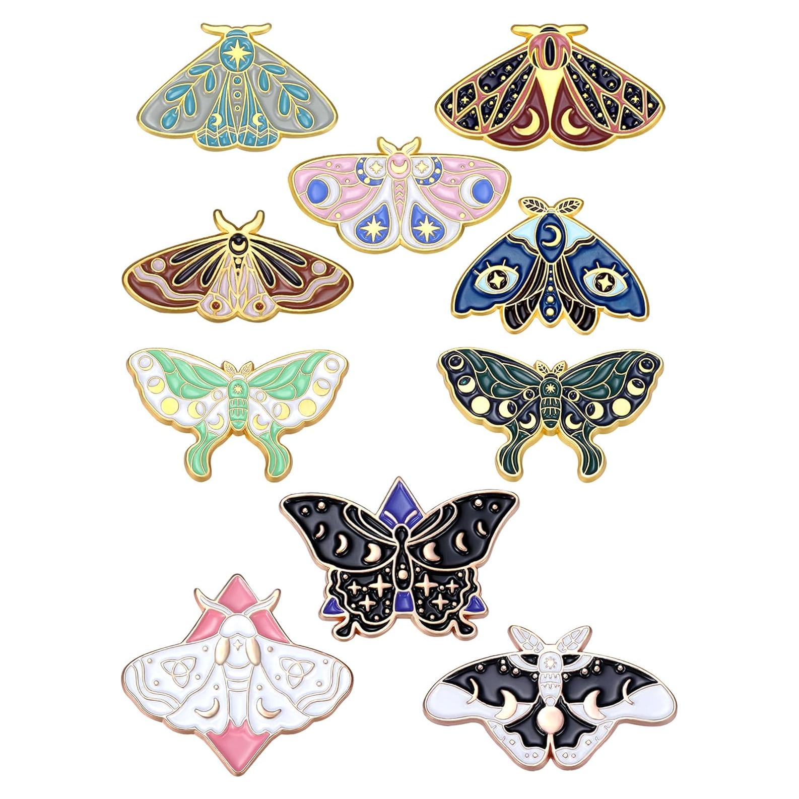 Conjunto de 10 Pines de Esmalte Janinka - Mariposa y Horror