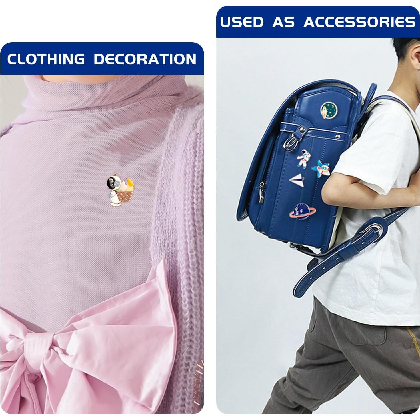 20 Pines de Esmalte Espaciales Nicime para Mochila y Ropa