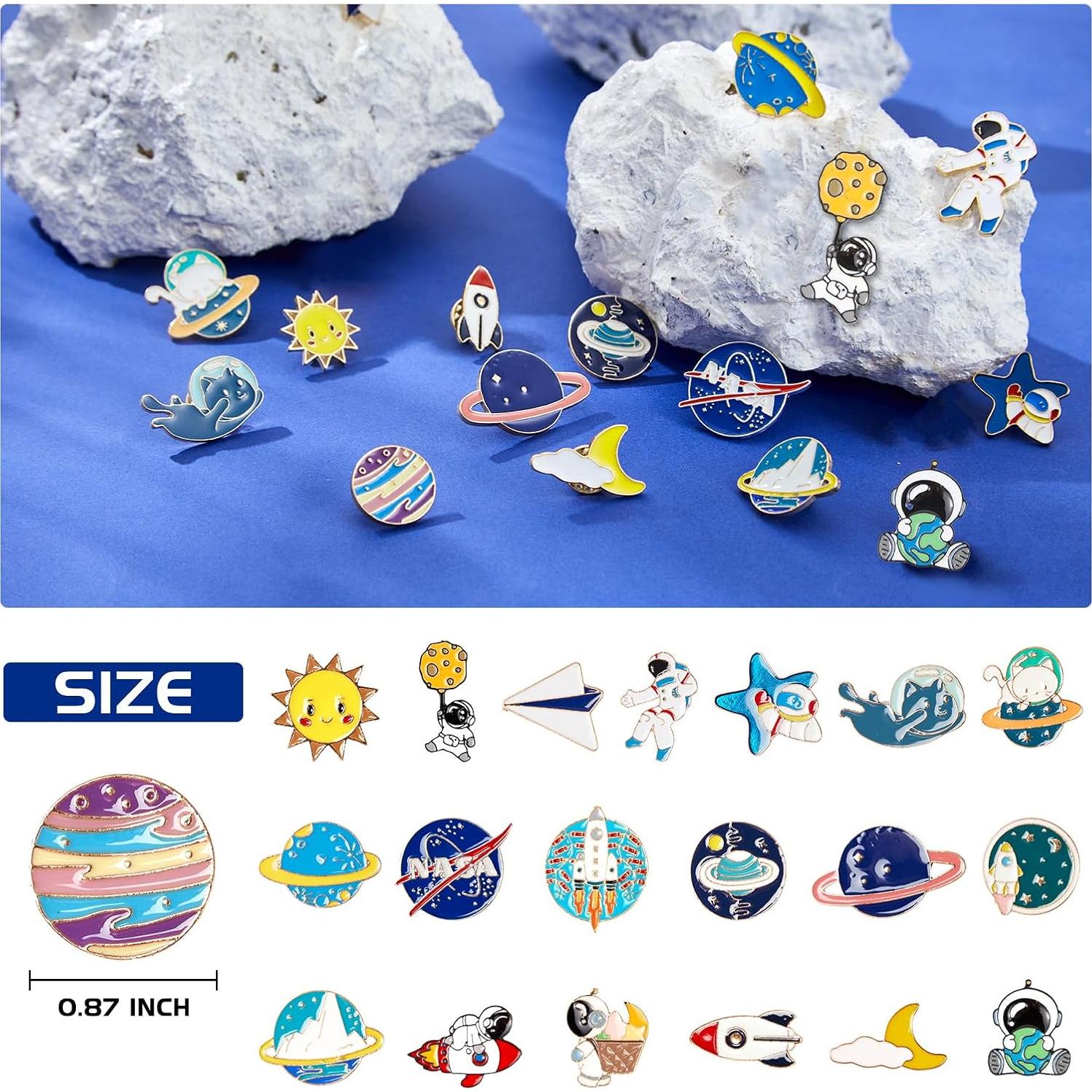 20 Pines de Esmalte Espaciales Nicime para Mochila y Ropa