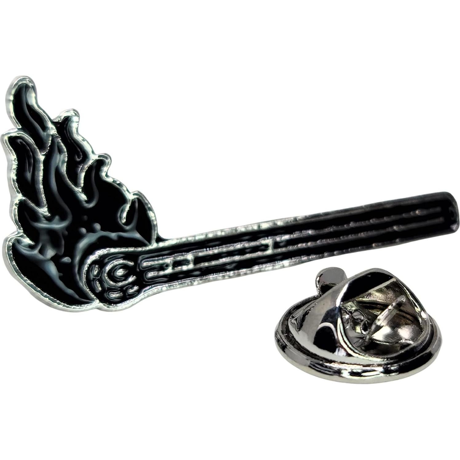 Pin de esmalte cerillo y llama negro Invert Aquatics 3.81x1.90 cm