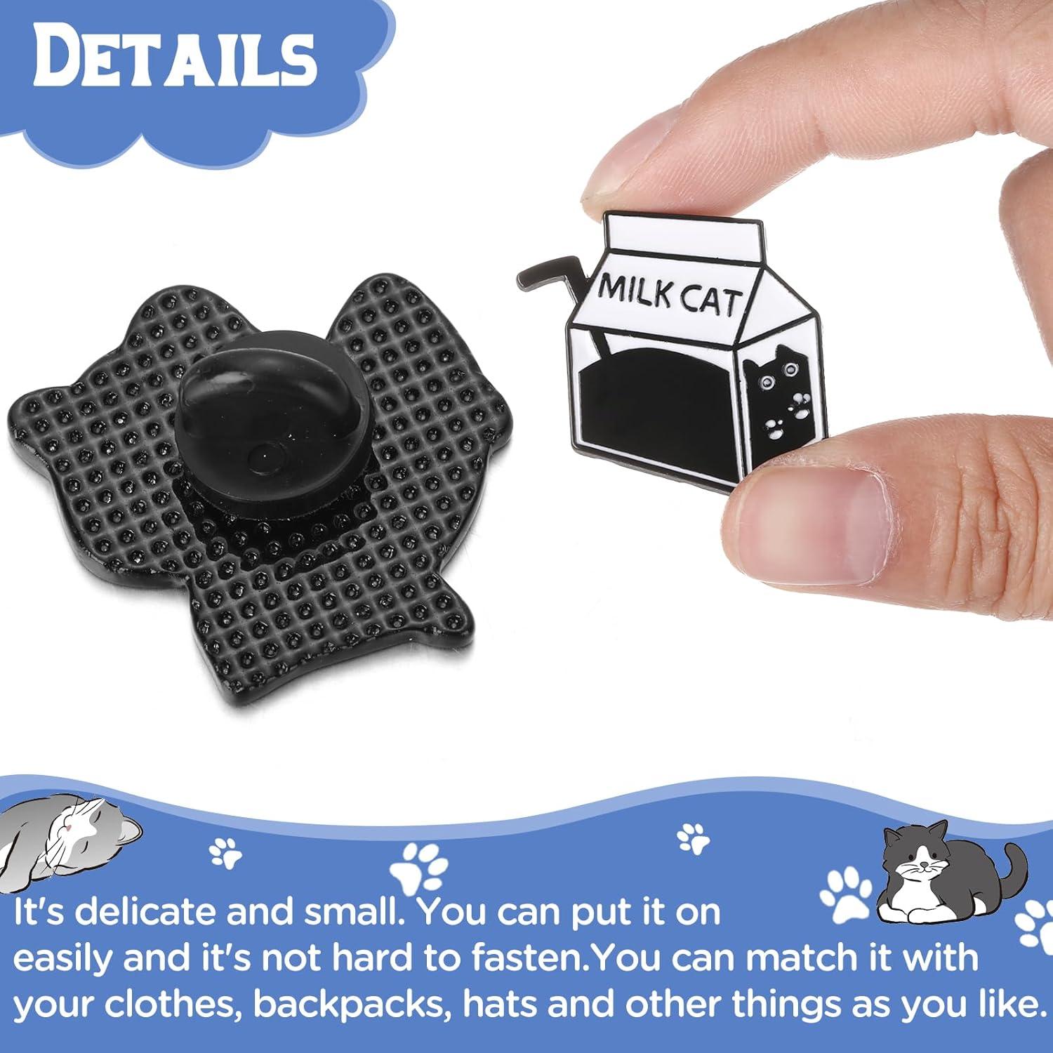 Conjunto de 16 Pines de Esmalte de Gato Negro - Decoración Ropa y Mochilas