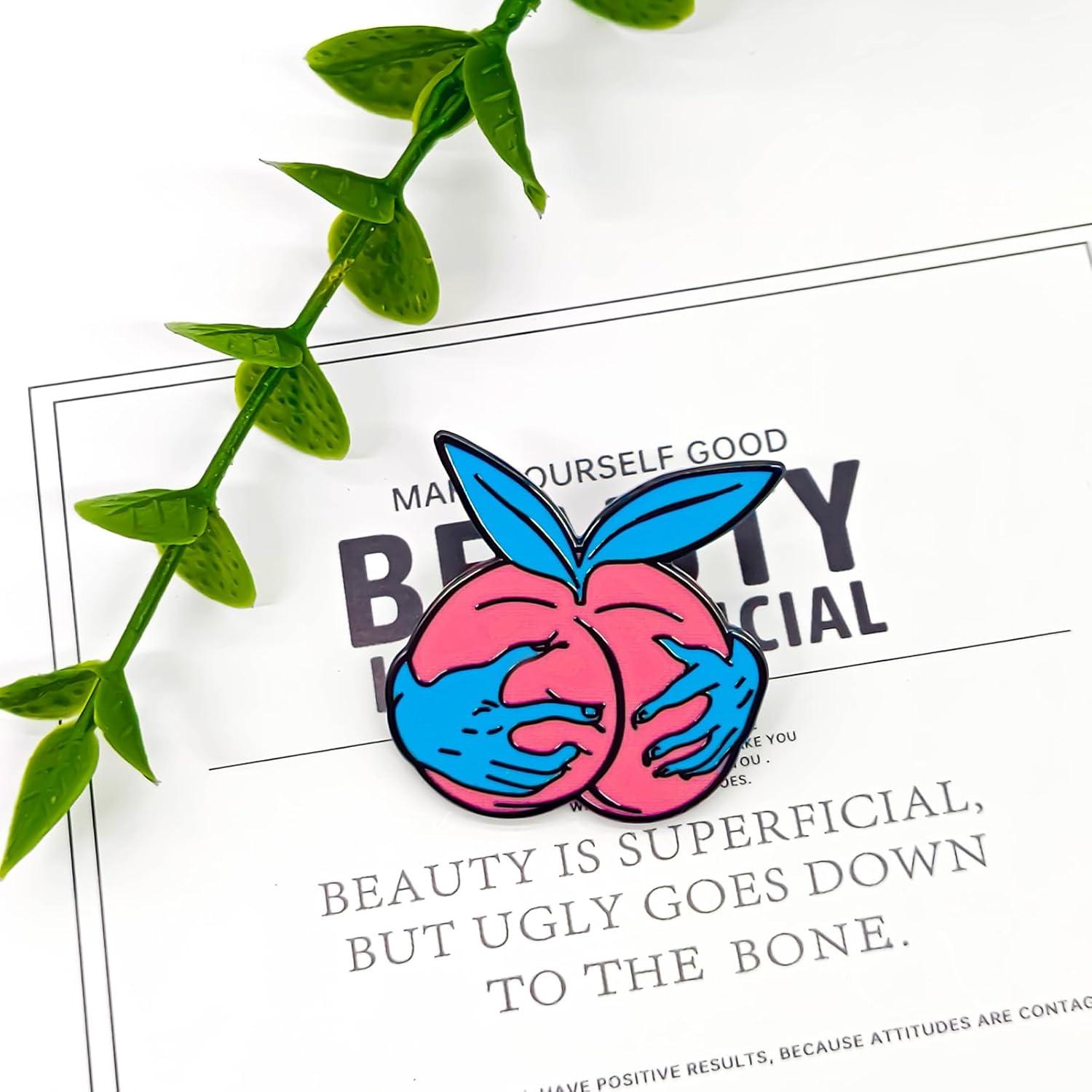 Pin de Esmalte Durazno Rosa SKYFENGCN - 3 cm - Insignia para Ropa