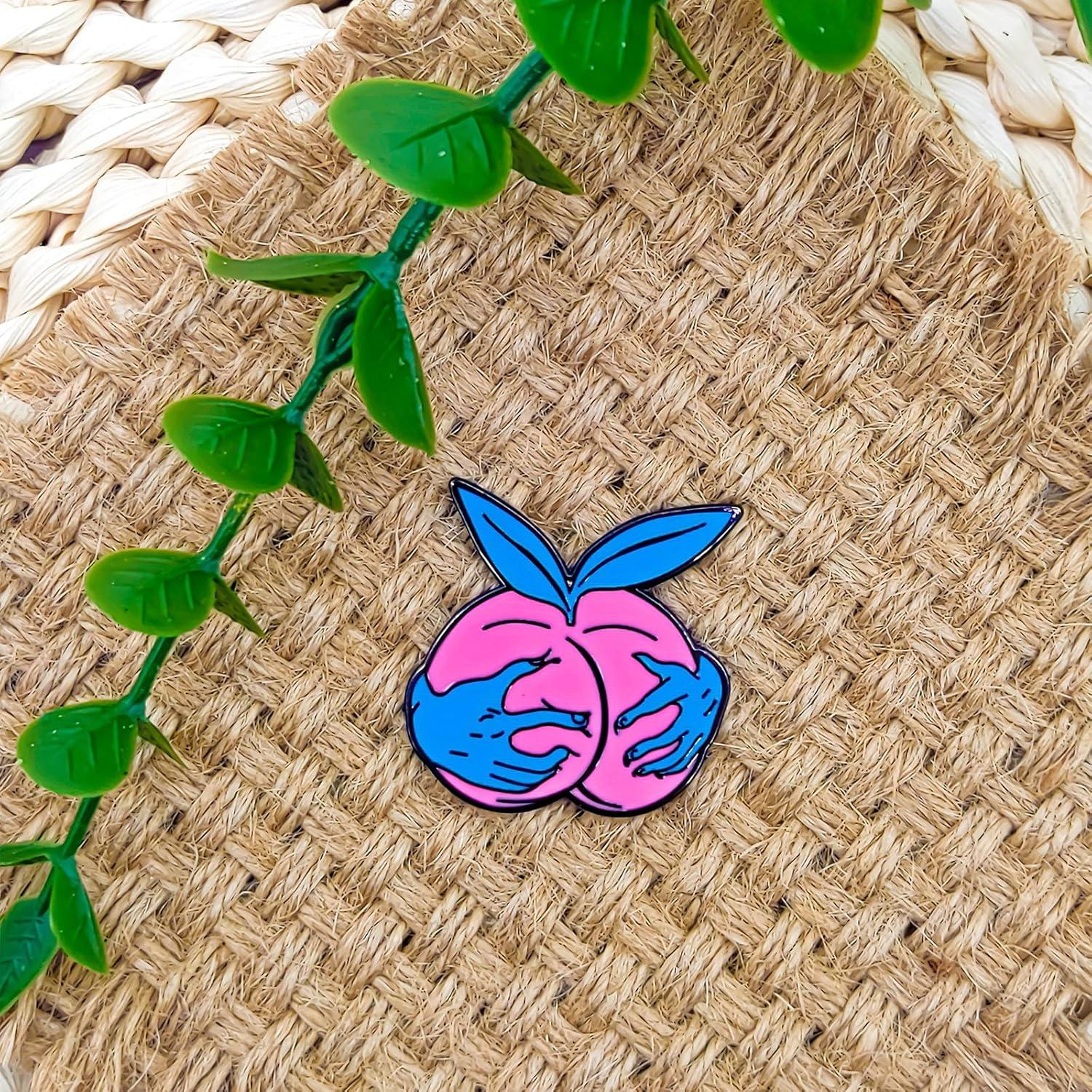 Pin de Esmalte Durazno Rosa SKYFENGCN - 3 cm - Insignia para Ropa