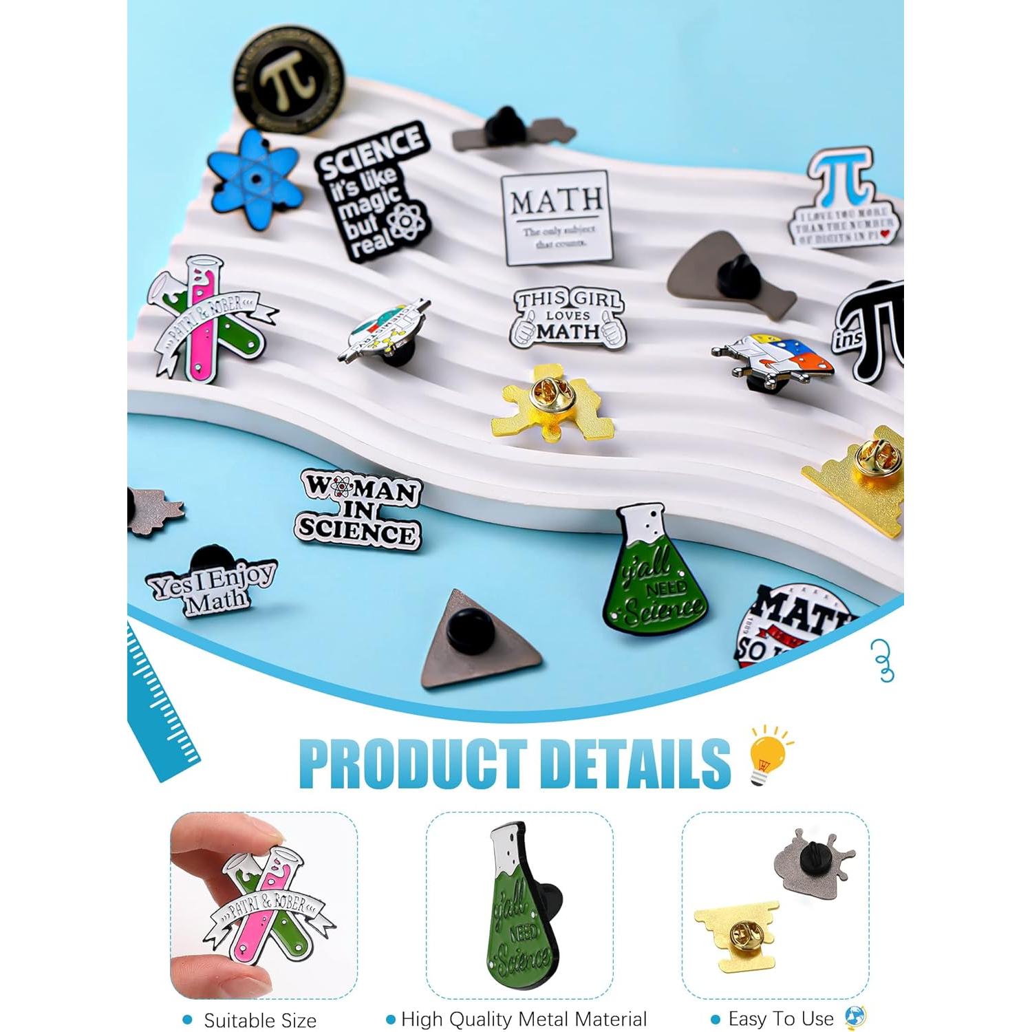 20 Insignias de Solapa Científicas Kigeli - Matemáticas y Química