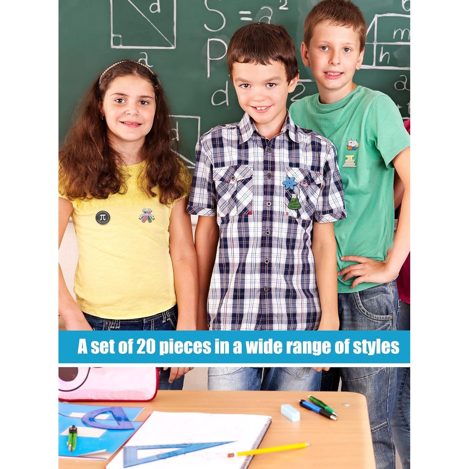 20 Insignias de Solapa Científicas Kigeli - Matemáticas y Química