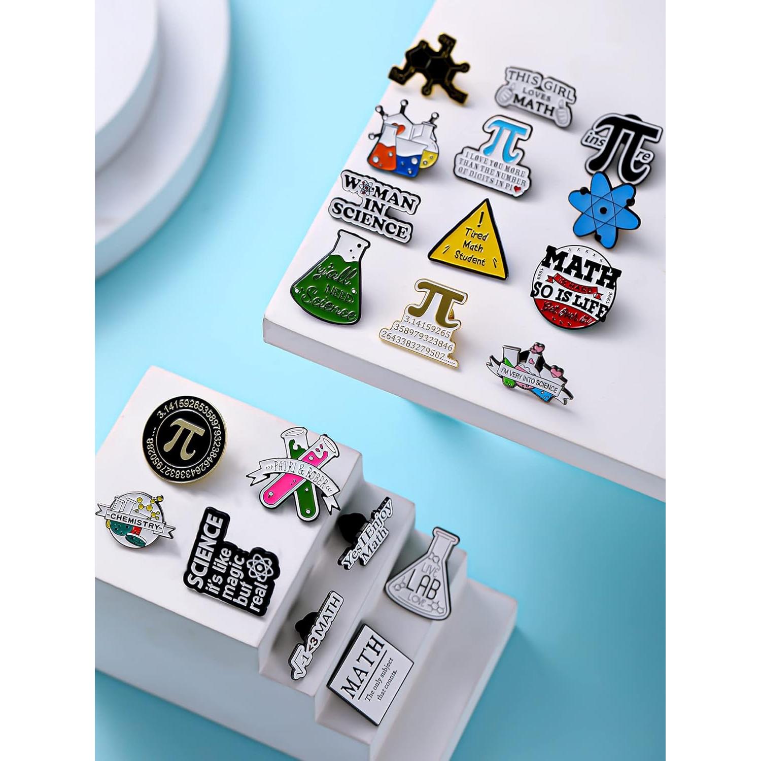 20 Insignias de Solapa Científicas Kigeli - Matemáticas y Química