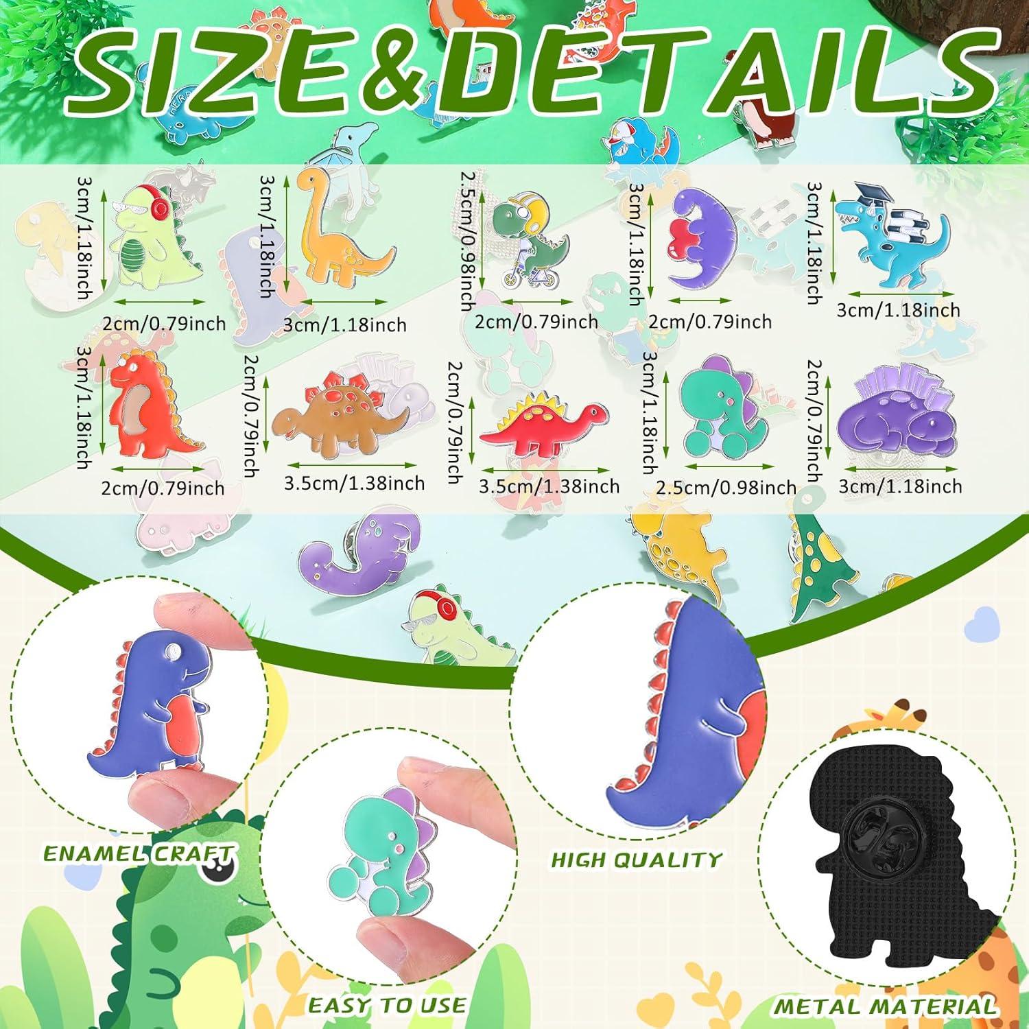 Giegxin 40 Pines de Esmalte de Dinosaurio para Ropa y Mochilas