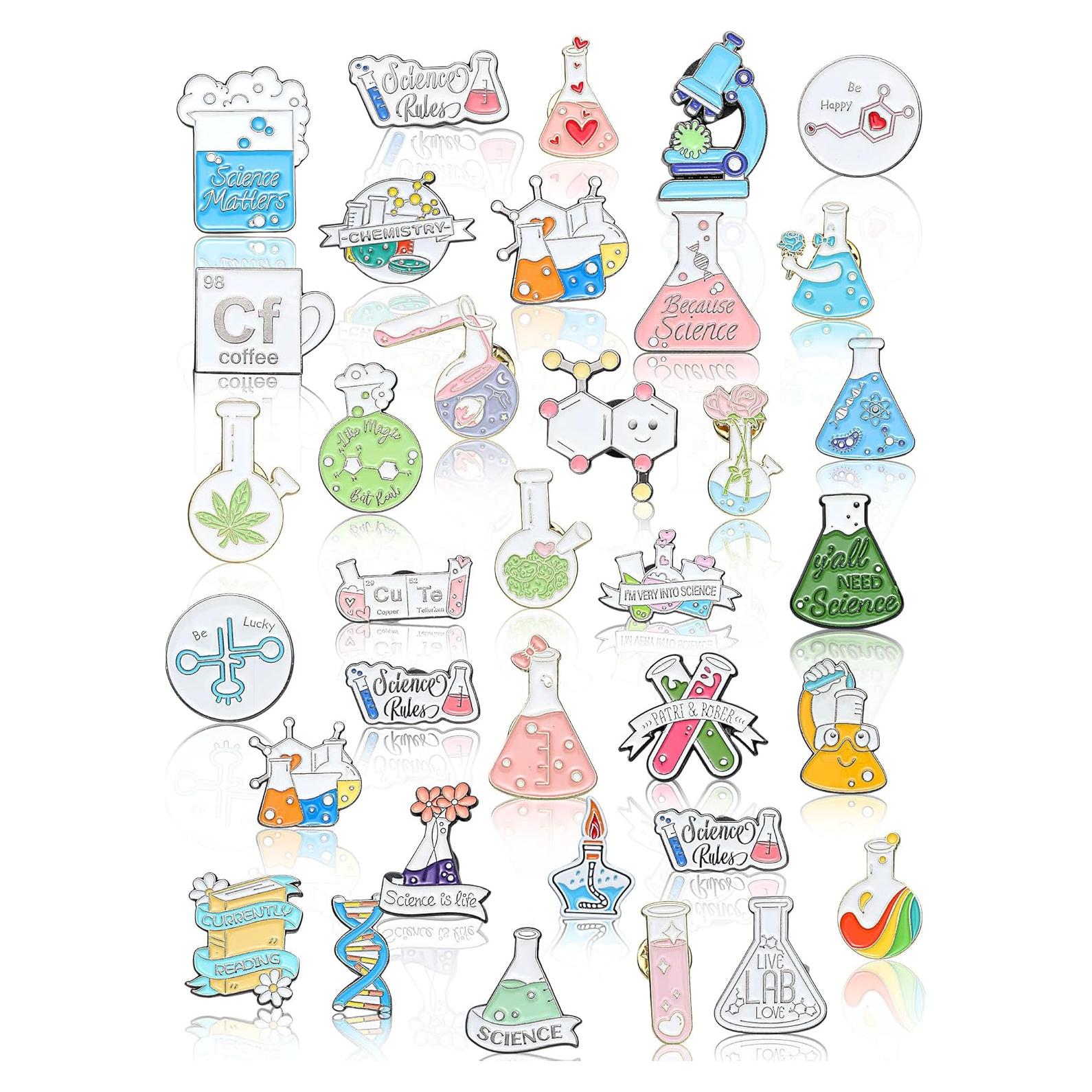 Kajaia 35 Piezas Pines de Esmalte Ciencia para Ropa y Mochilas