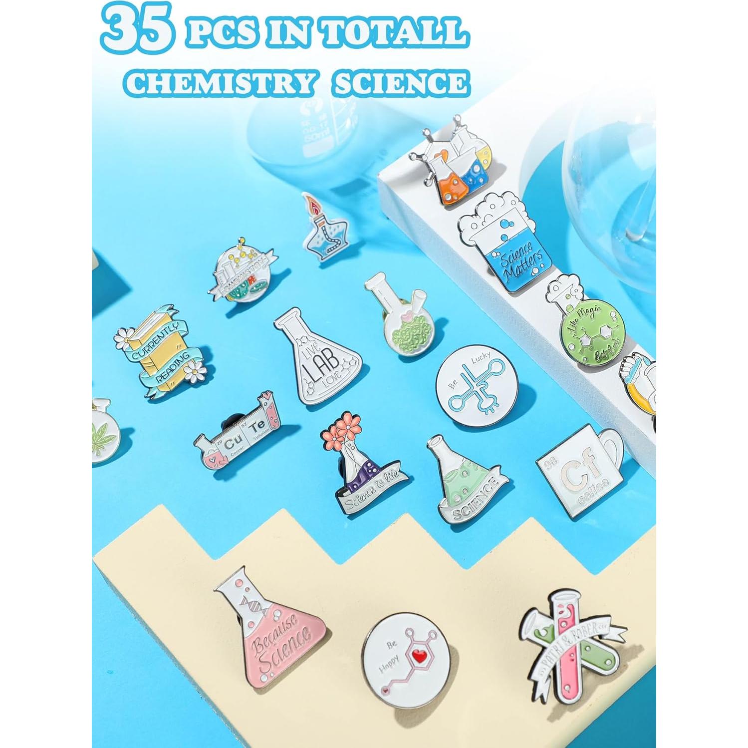 Kajaia 35 Piezas Pines de Esmalte Ciencia para Ropa y Mochilas