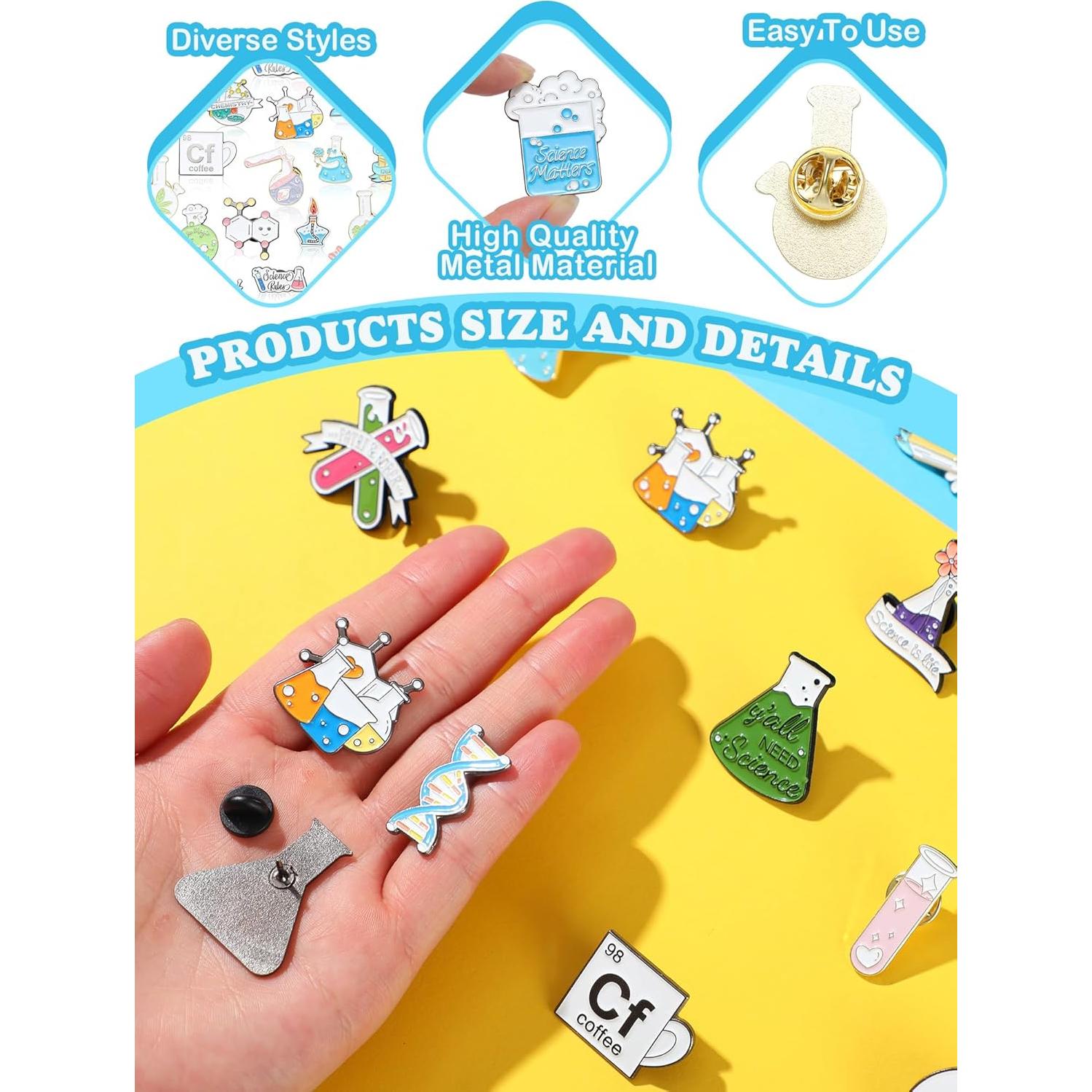 Kajaia 35 Piezas Pines de Esmalte Ciencia para Ropa y Mochilas