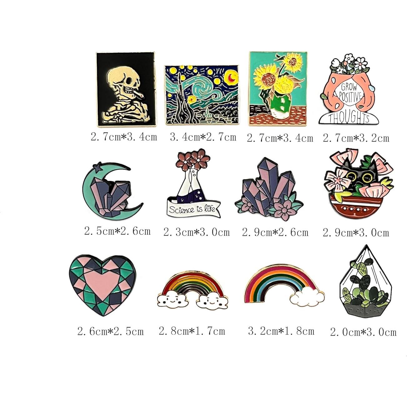 Conjunto de 12 Pines de Esmalte Lindos para Ropa y Mochilas