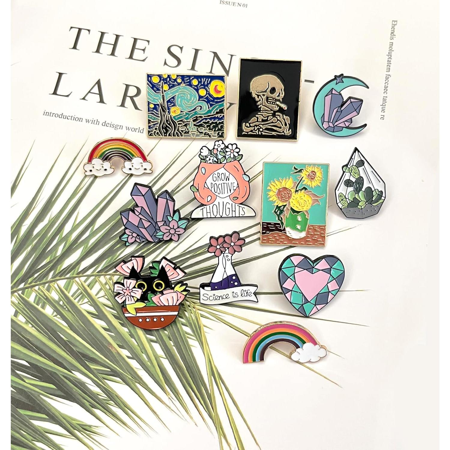 Conjunto de 12 Pines de Esmalte Lindos para Ropa y Mochilas