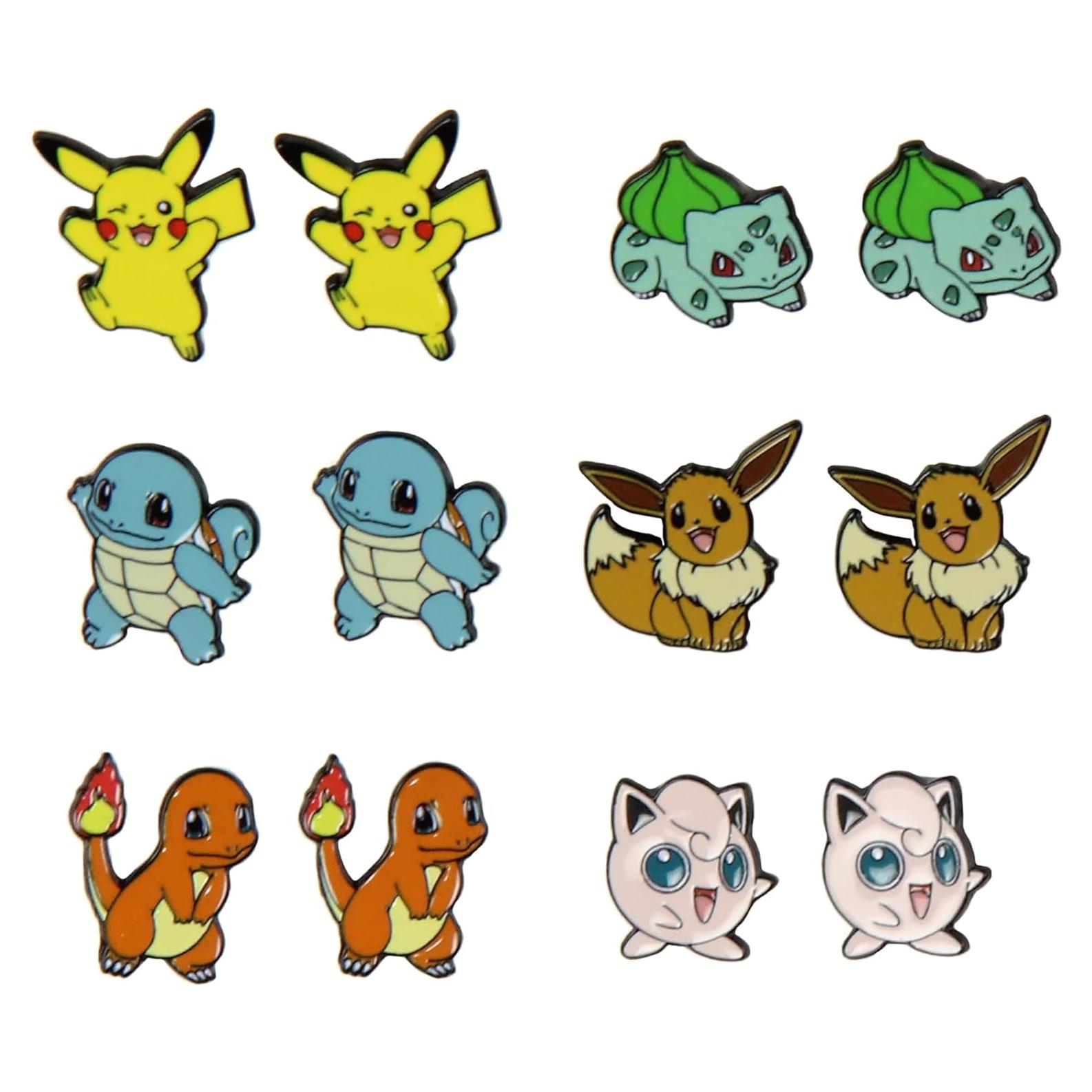 Set de 6 Pendientes de Pokemon Joyería Bioworld Unisex