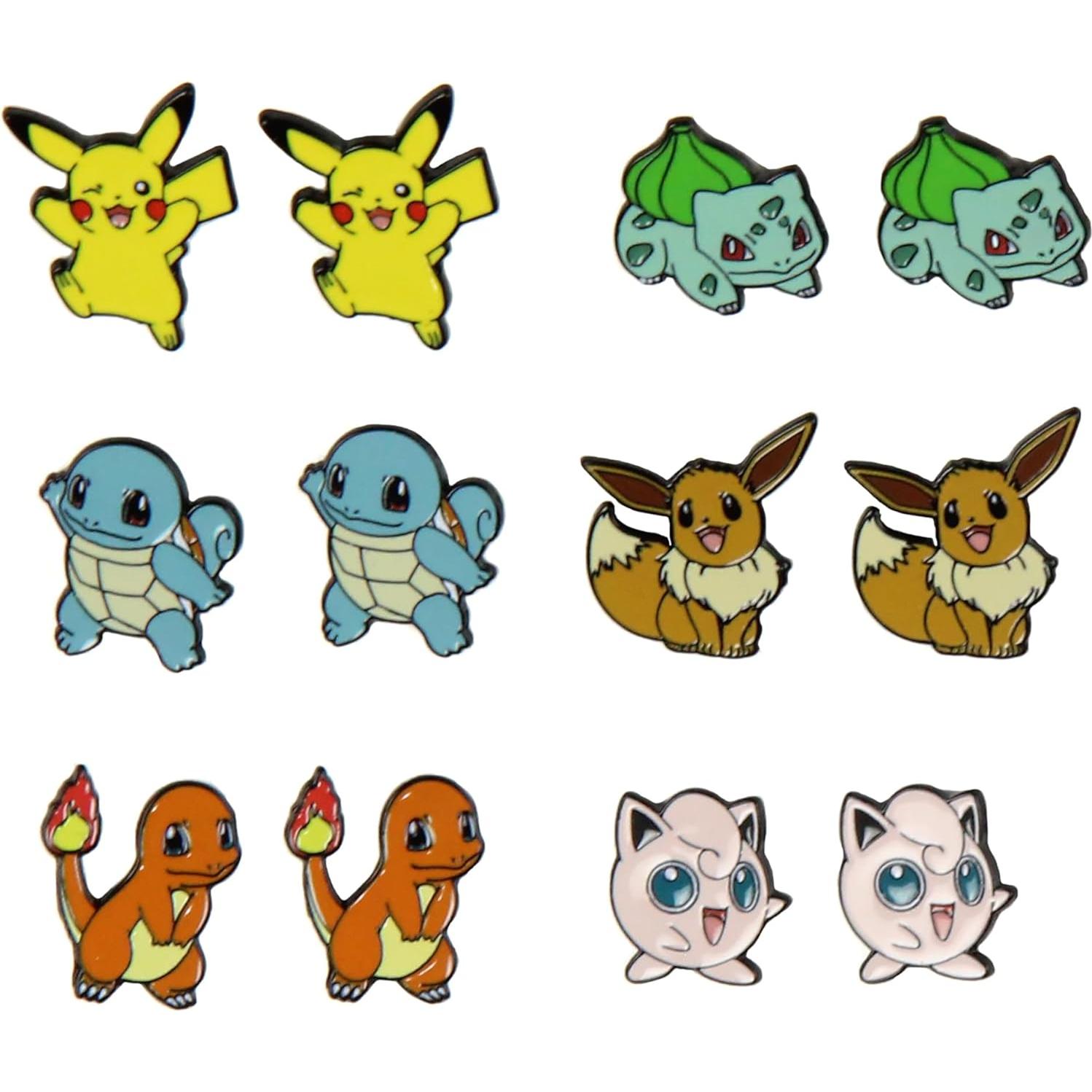 Set de 6 Pendientes de Pokemon Joyería Bioworld Unisex