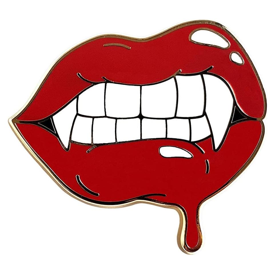 Pin de Solapa Esmalte Vampiro Pinsanity Labios y Colmillos