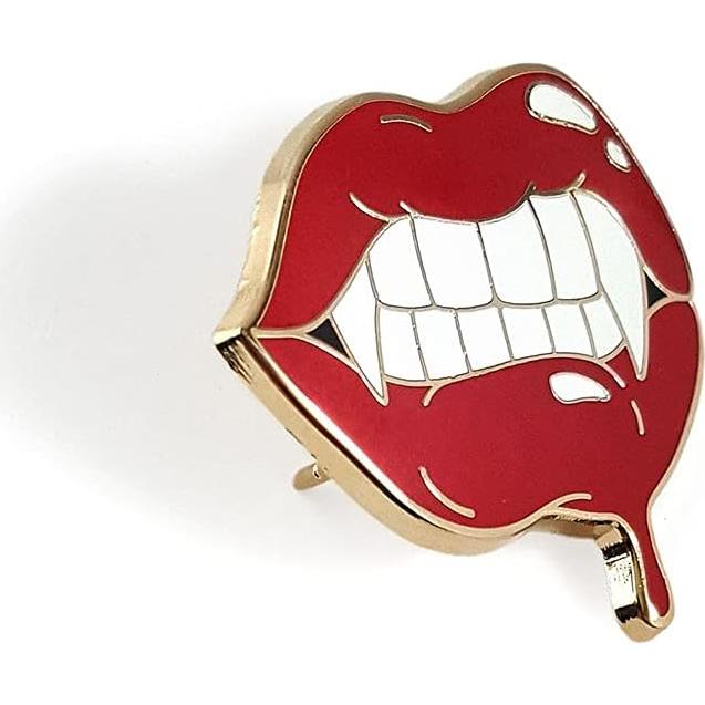 Pin de Solapa Esmalte Vampiro Pinsanity Labios y Colmillos