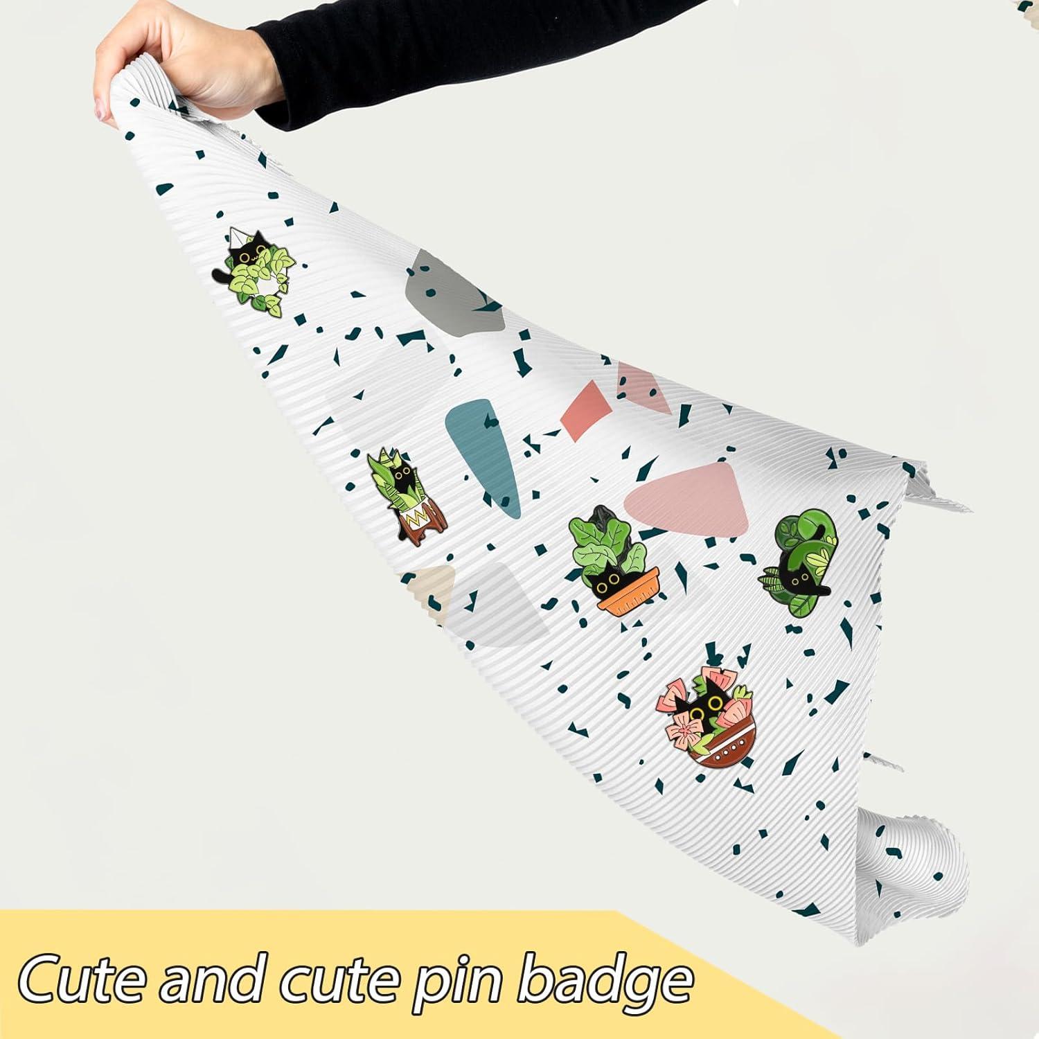 Conjunto de Pines de Esmalte WLLHYF 5 Pcs Gato y Plantas